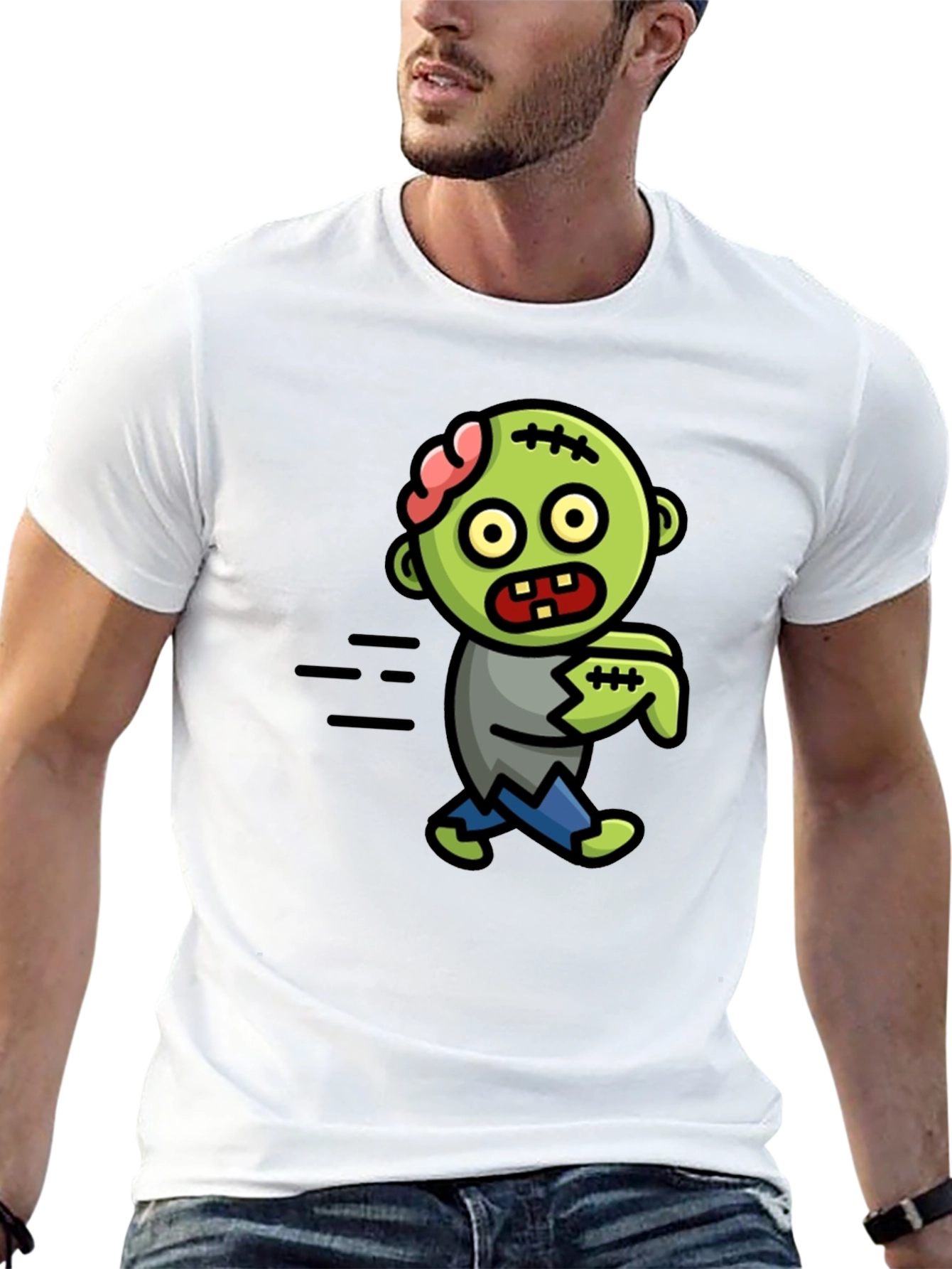 Black Zombie Cartoon Black T-Shirt view 13