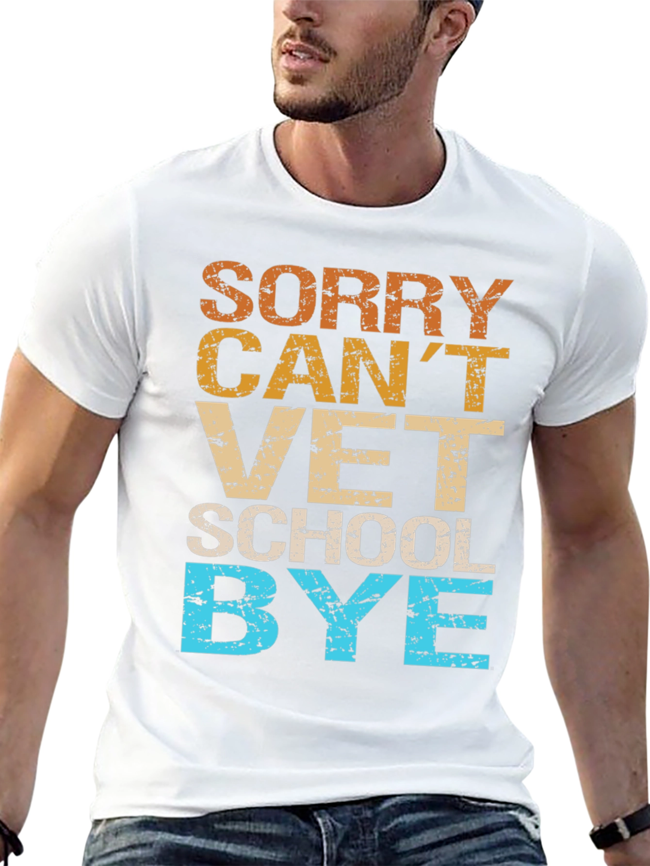 Black Sorry Can't Vet School Bye T-Shirt view 13