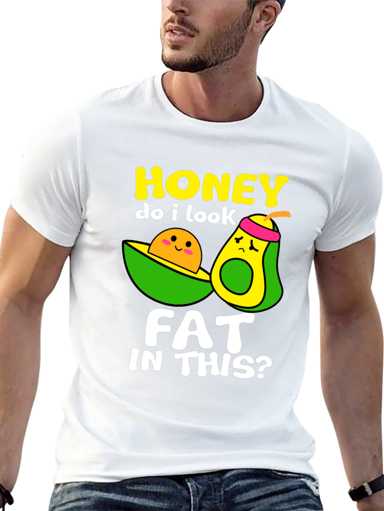 Black Funny Avocado Graphic T-Shirt - Honey Do I Look Fat? view 13