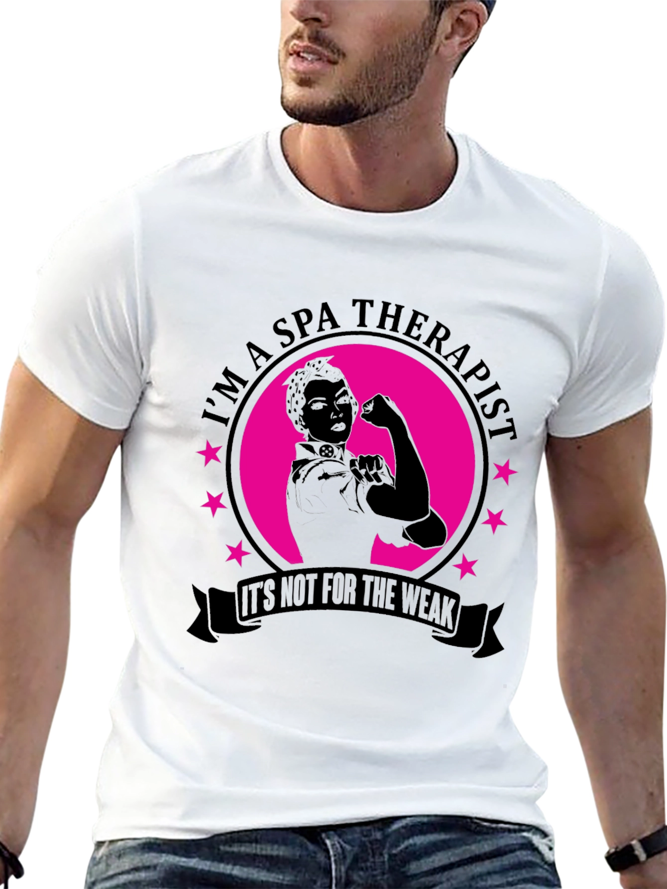 Black Spa Therapist T-Shirt - Strong Women Design view 13