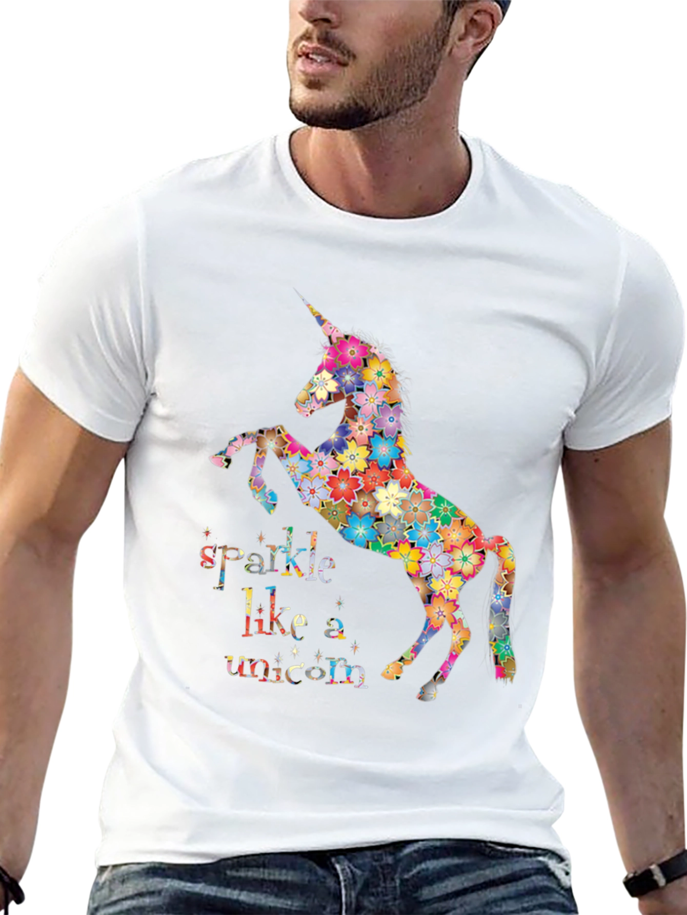 Black Floral Unicorn Graphic Tee - Sparkle Like a Unicorn view 13