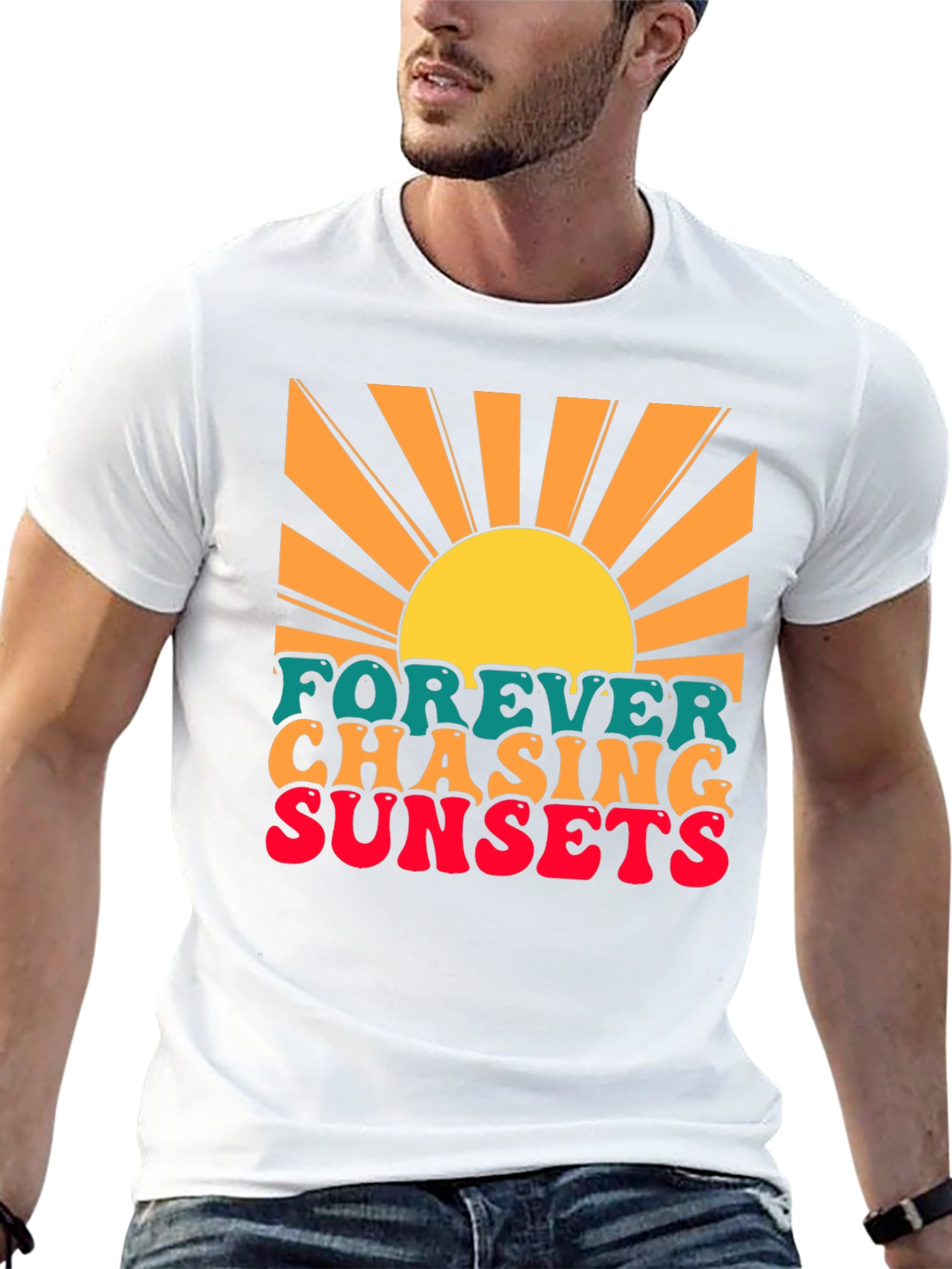 Black Forever Chasing Sunsets Graphic T-Shirt view 13
