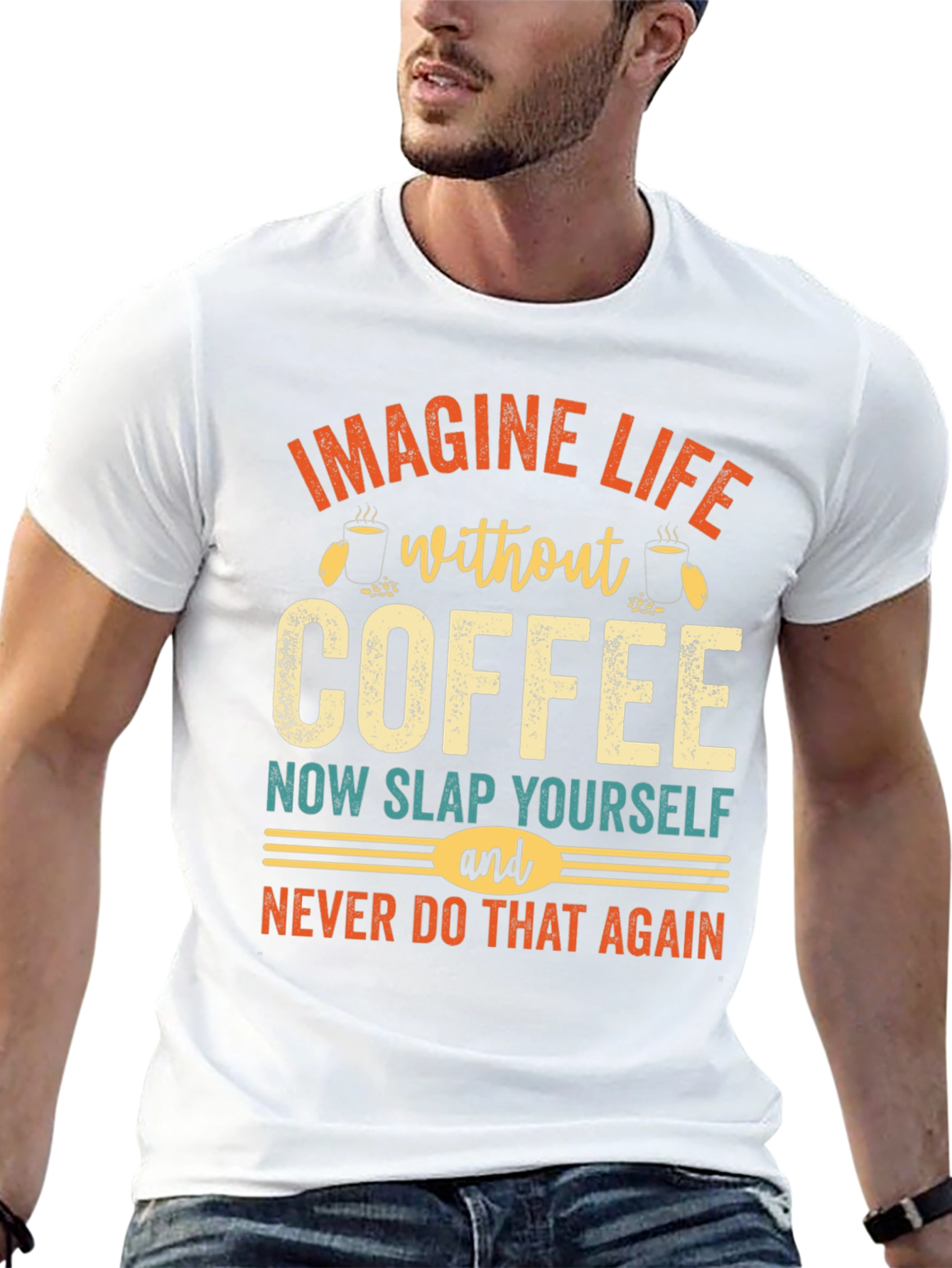 Black Imagine Life Without Coffee Graphic Tee view 13