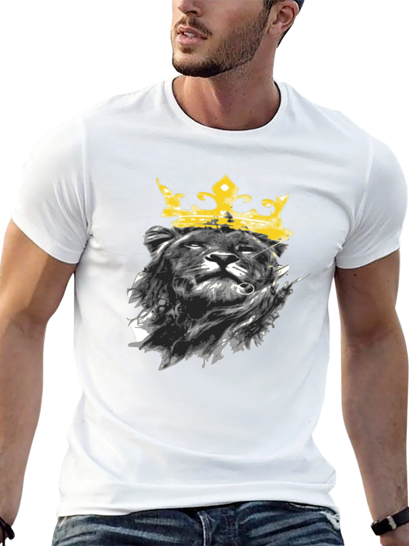 Black Lion King Graphic Tee - Black Cotton T-Shirt view 13