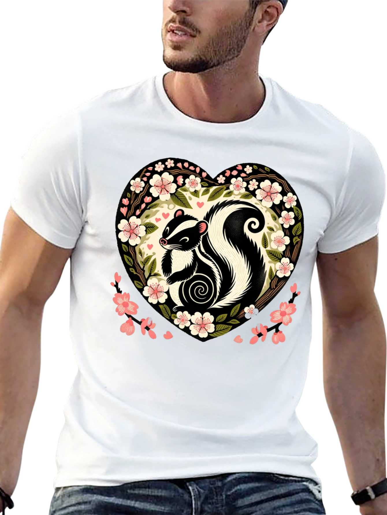 Black Skunk Heart Floral Graphic Tee view 13