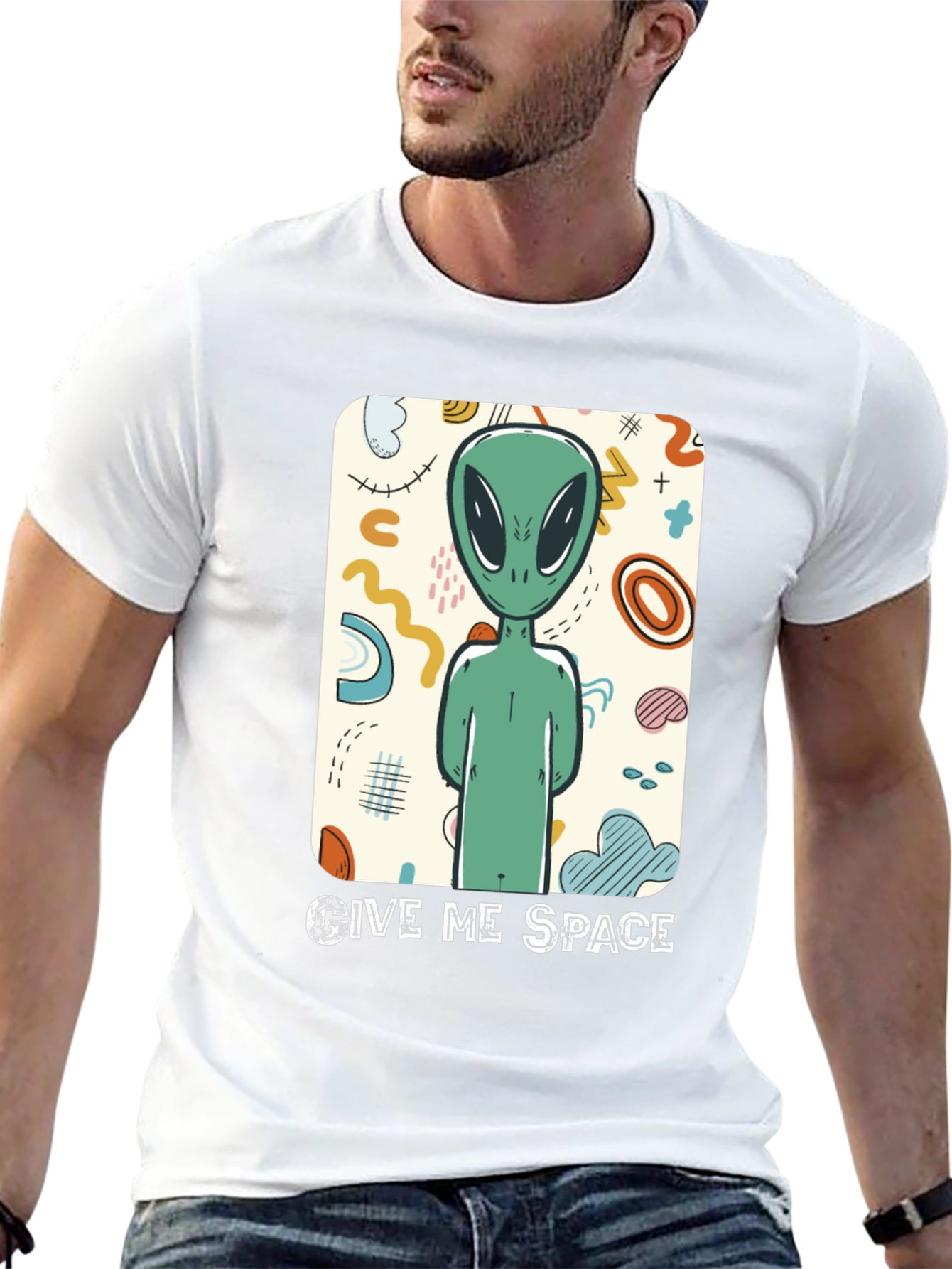 Black Give Me Space Alien Graphic Tee view 13