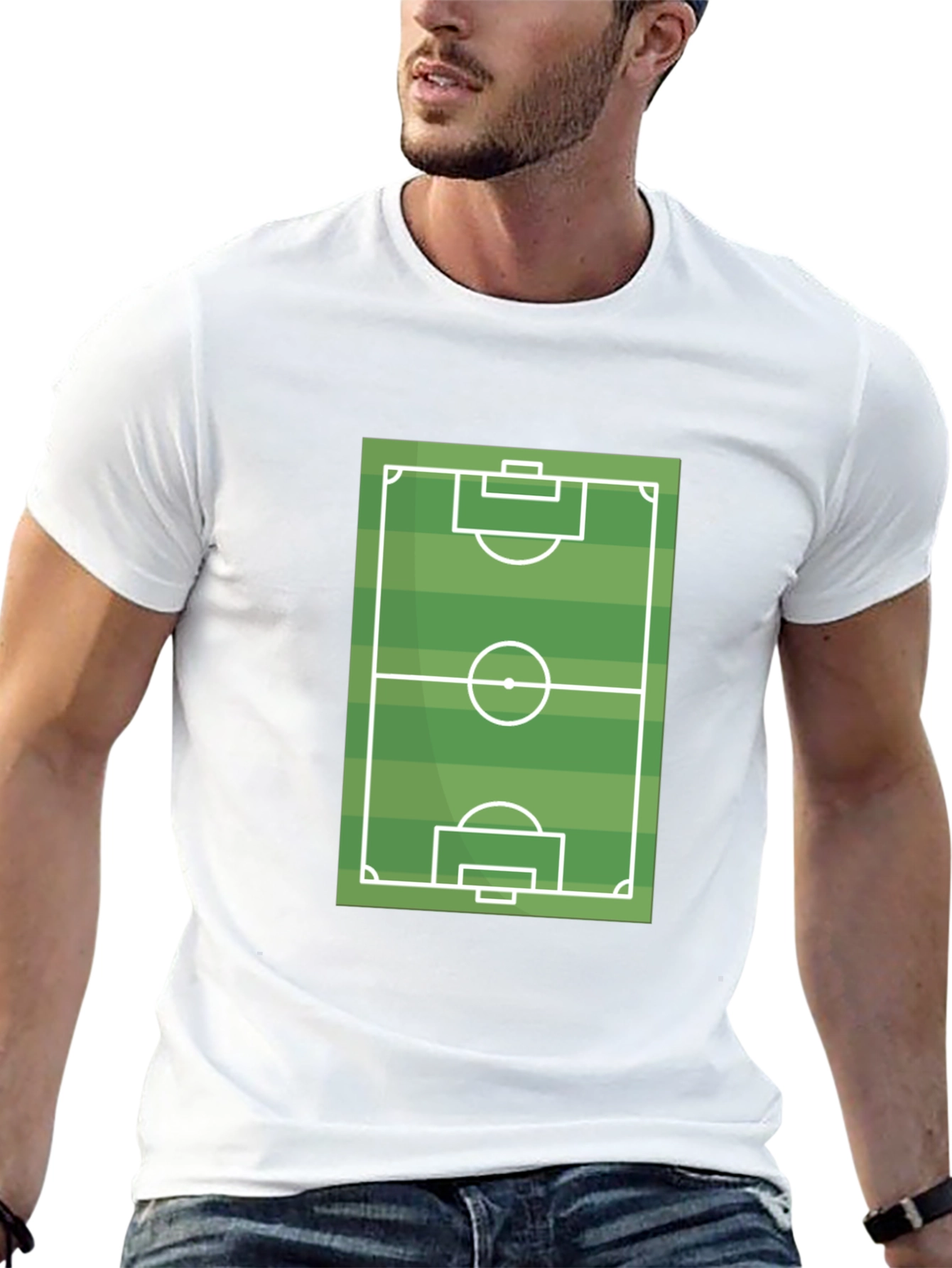 Black Soccer Field Graphic T-Shirt - Black Cotton Tee view 13