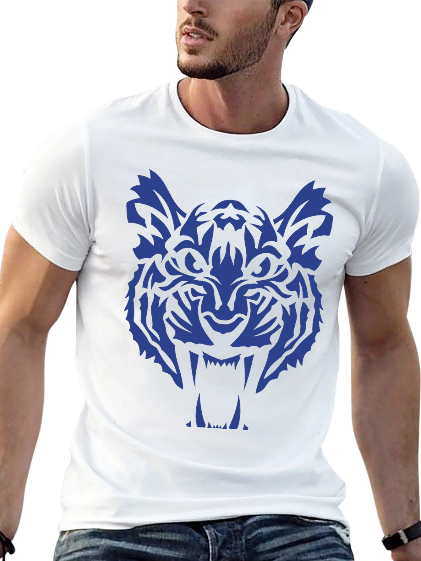 Black Tiger Graphic Tee - Bold Blue Design view 13