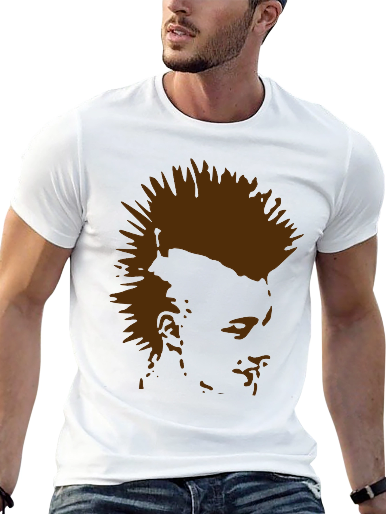 Black Punk Silhouette Graphic Tee - Black Cotton T-Shirt view 13