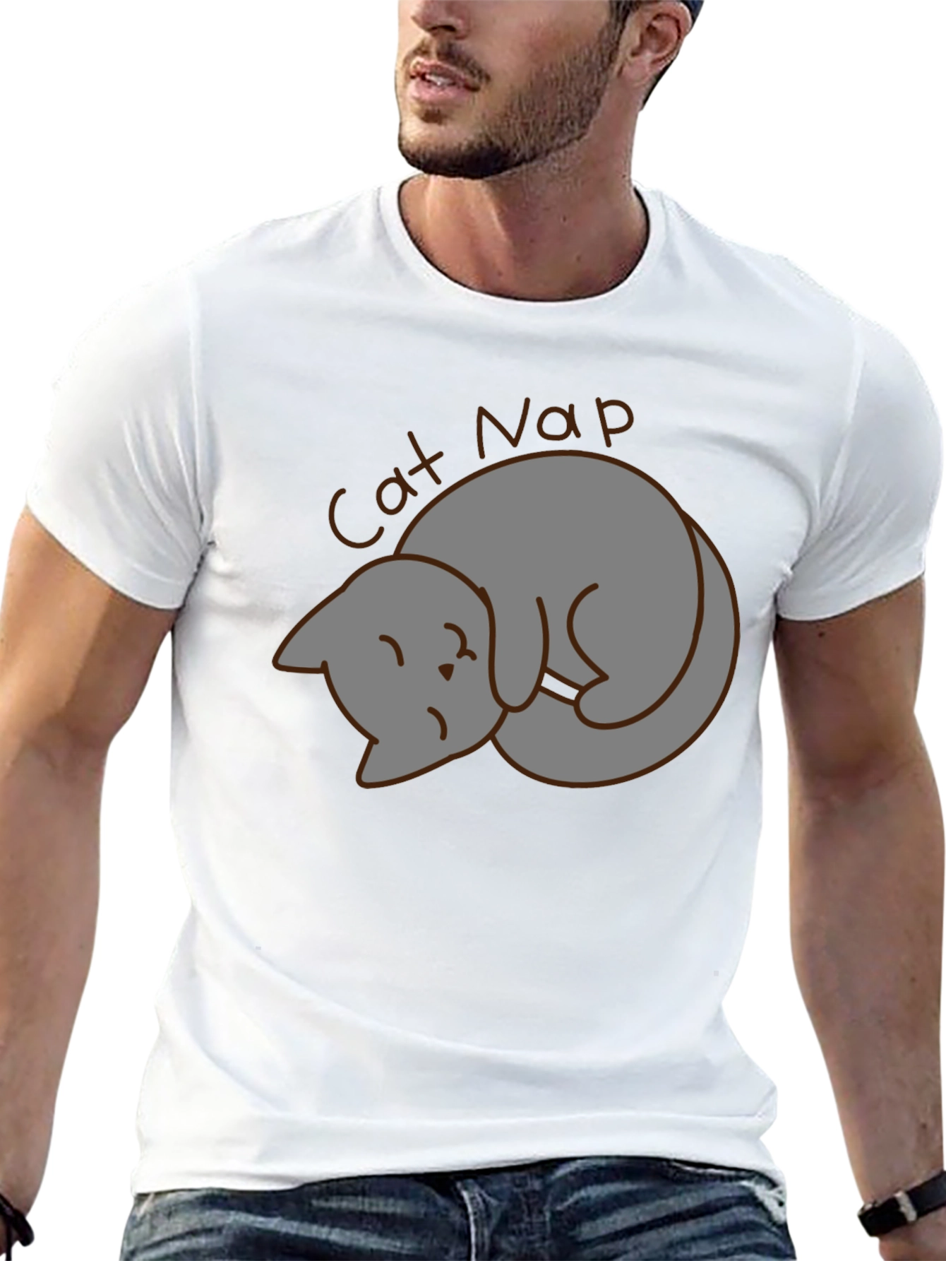 Black Cat Nap Graphic Tee - Unisex Black T-Shirt view 13