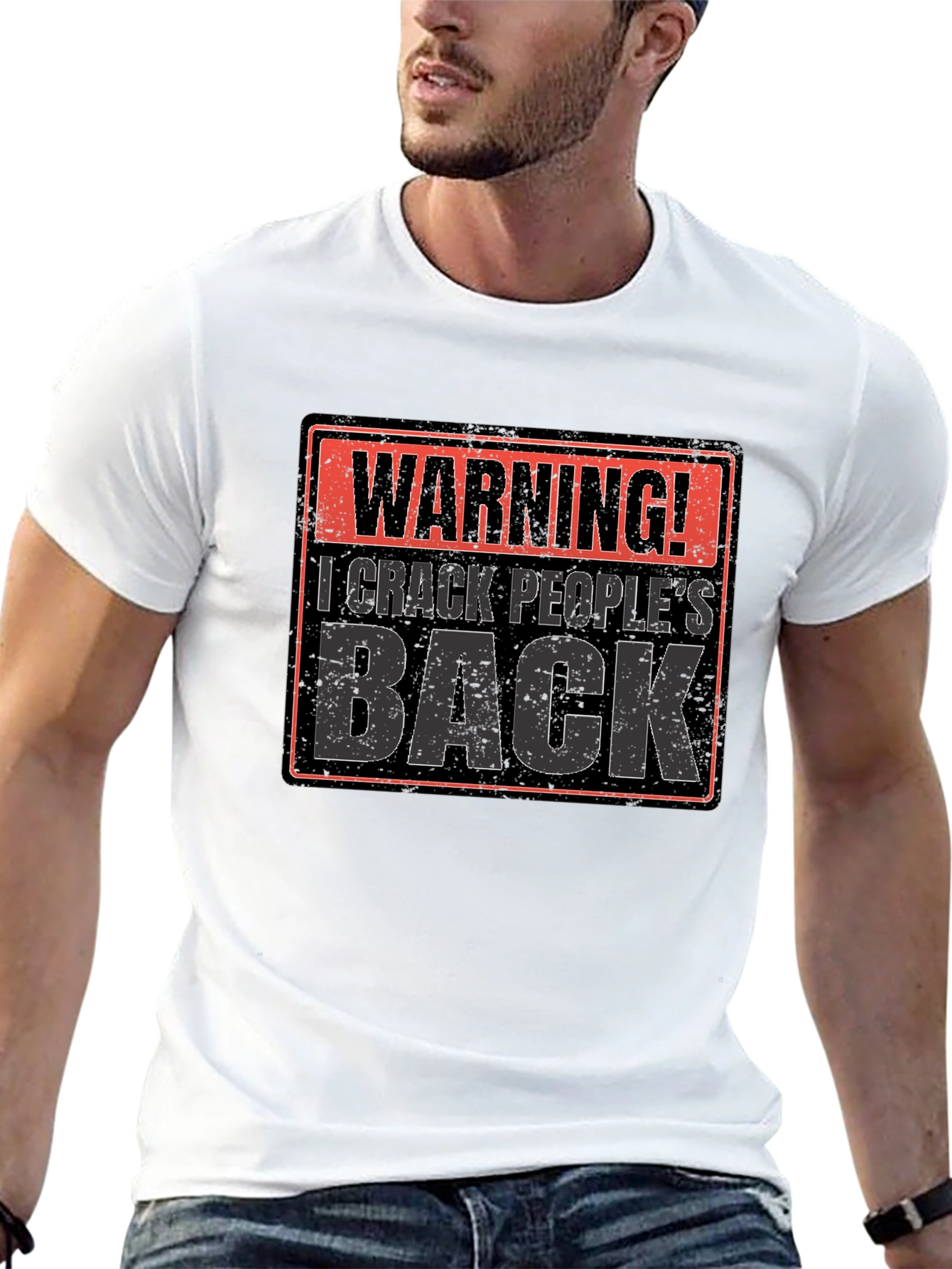 Black Warning! I Crack People's Back Funny T-Shirt view 13