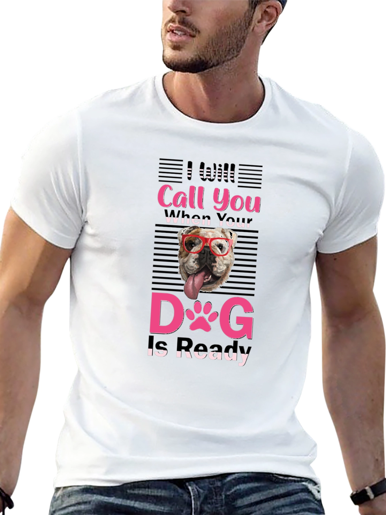 Black Funny Dog Ready T-Shirt view 13