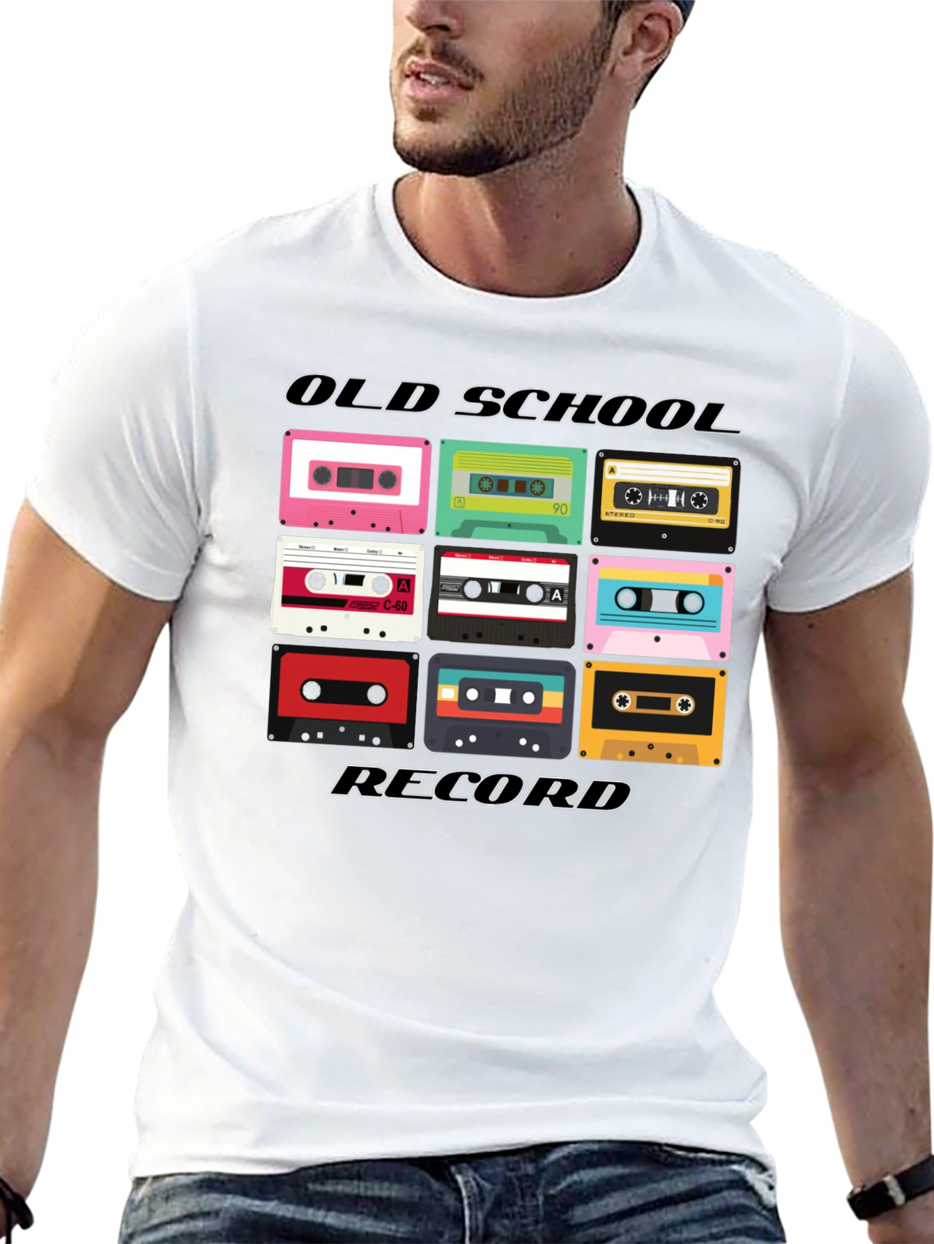 Black Retro Cassette Tape Old School Record Black T-Shirt view 13