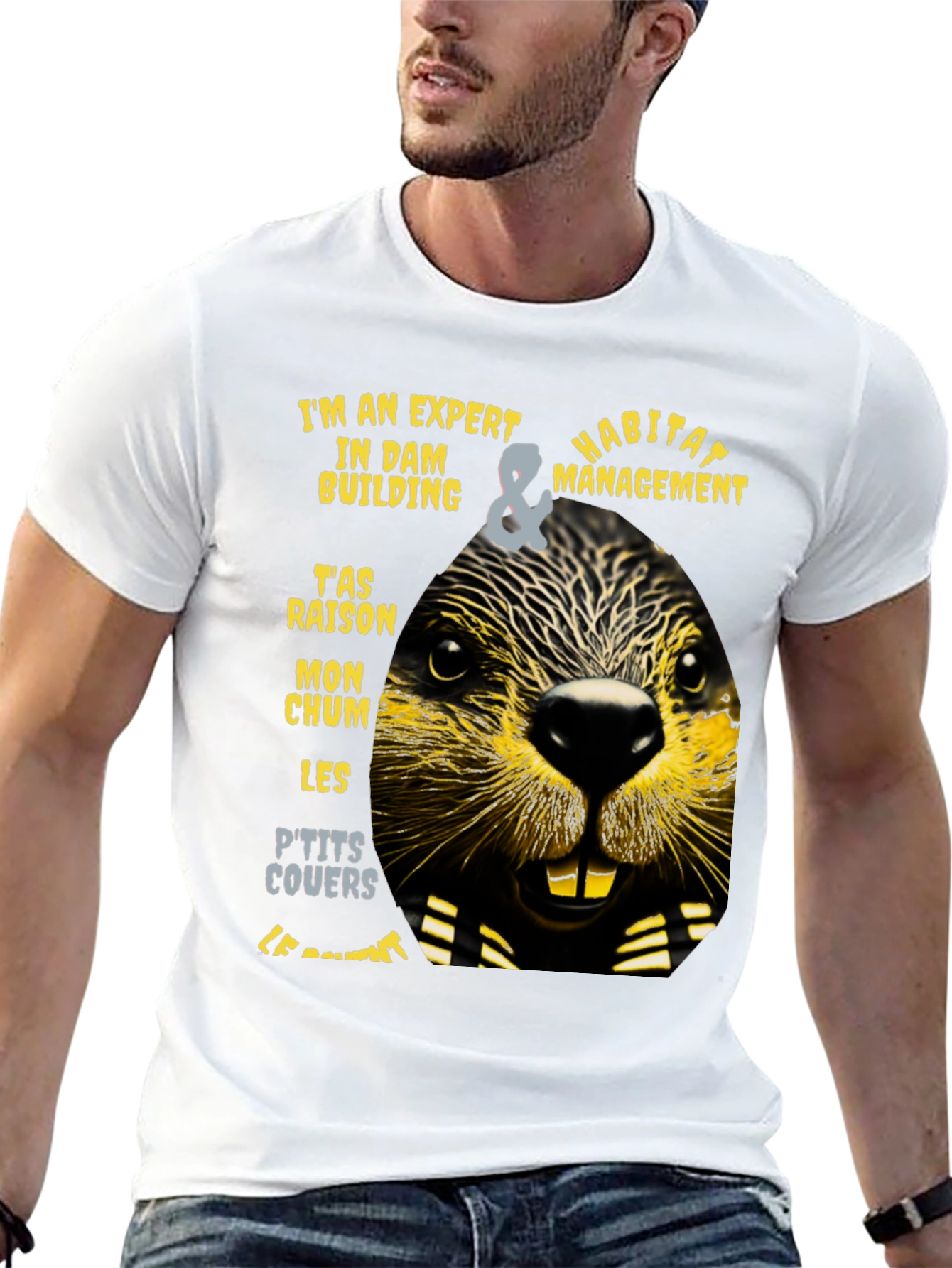 Black Expert Dam Builder T-Shirt - Funny Beaver Habitat Management Tee view 13