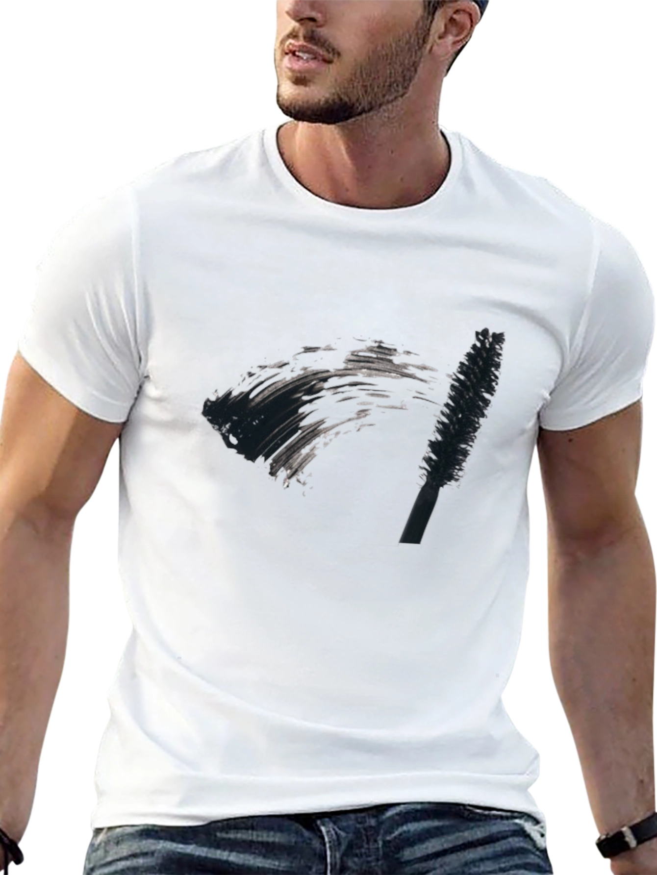 Black Mascara Brush Graphic Tee - Unisex Black T-Shirt view 13