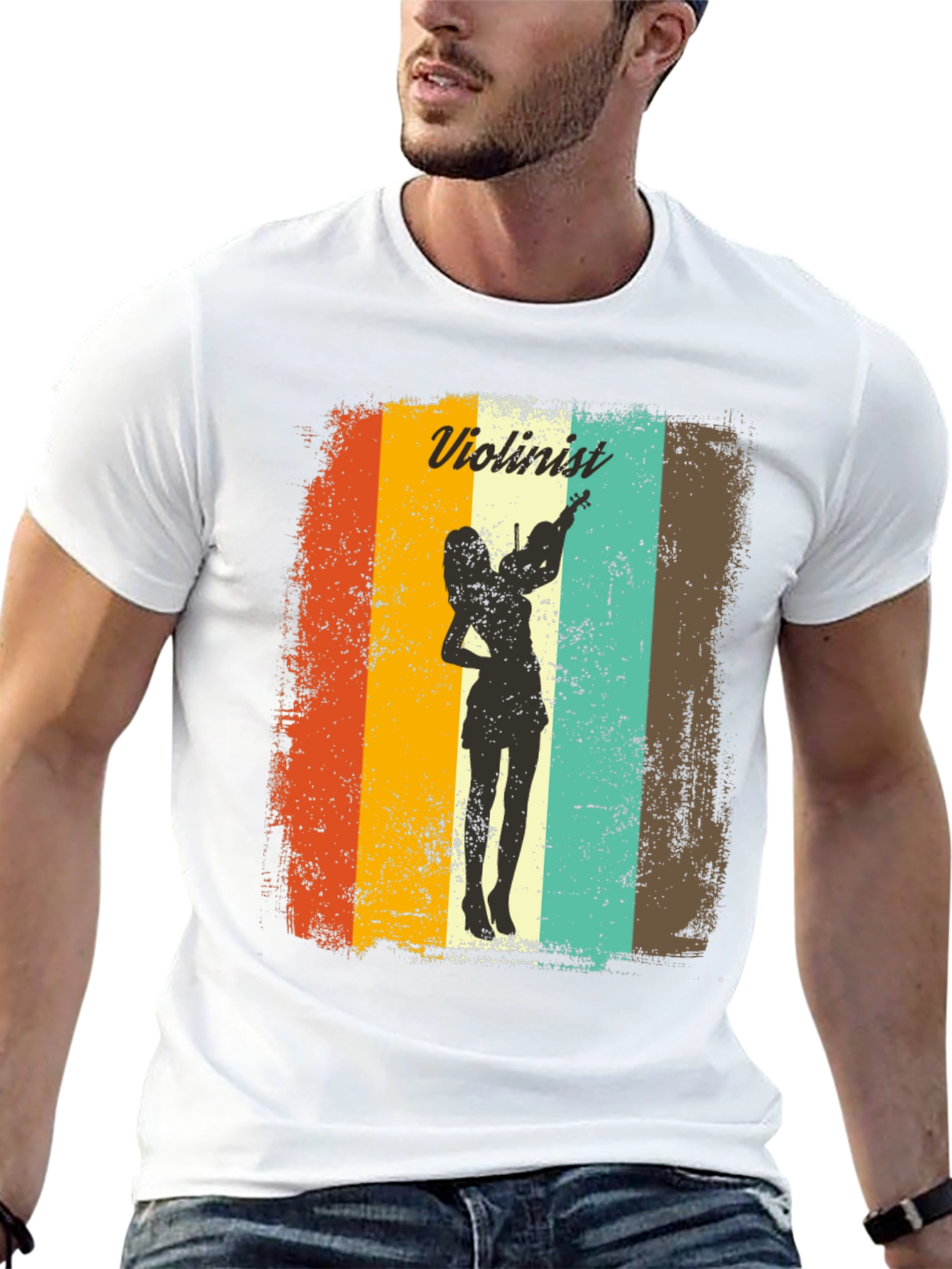 Black Violinist Retro Graphic Tee - Musician Style view 13