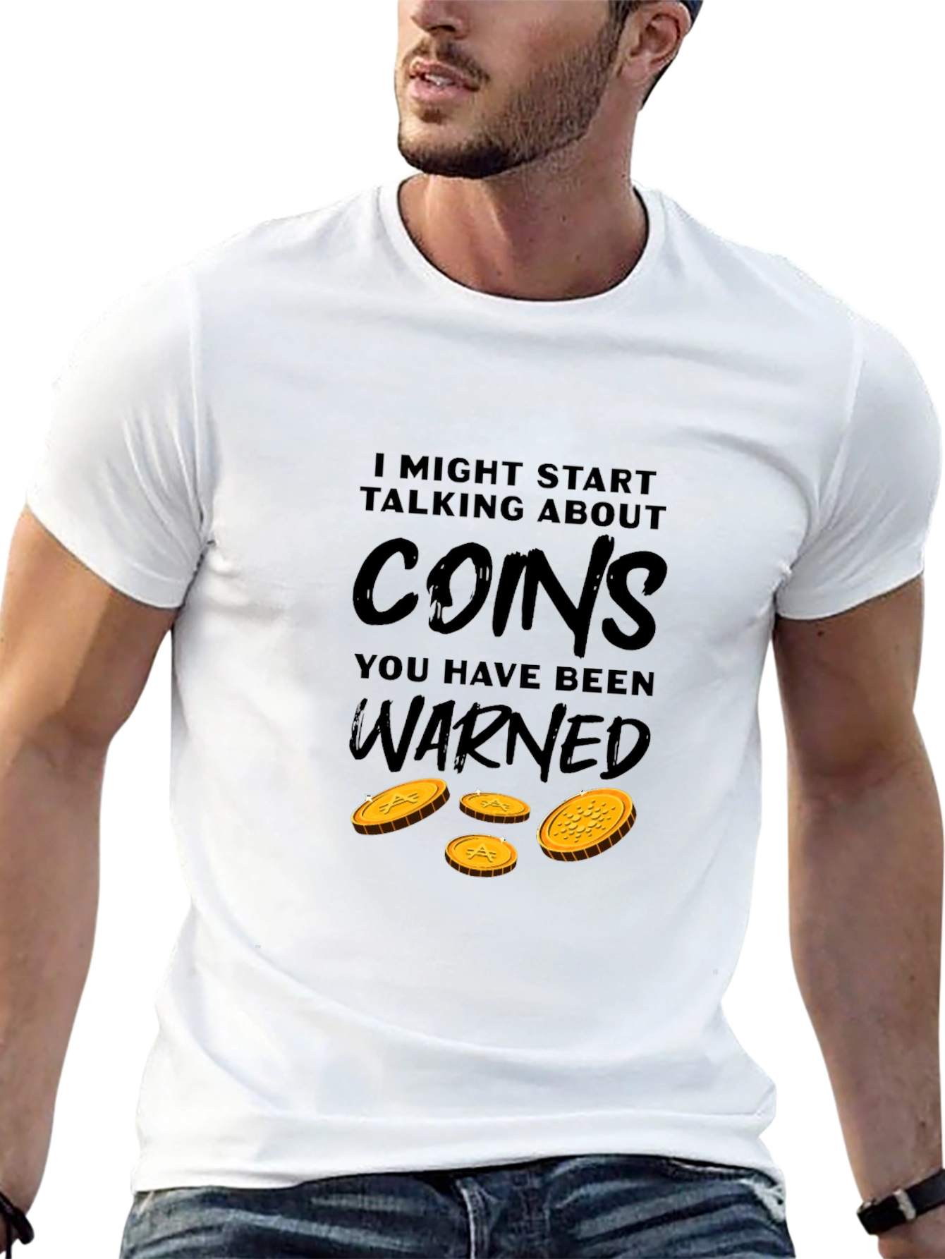 Black I Might Start Talking About Coins T-Shirt view 13