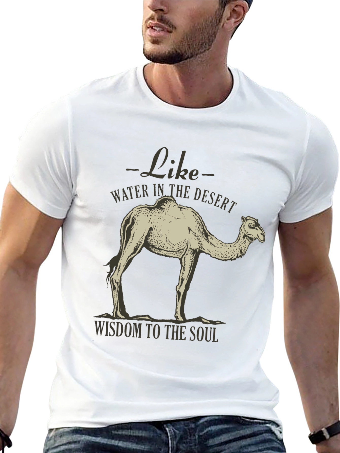 Black Camel Desert Wisdom Graphic T-Shirt view 13