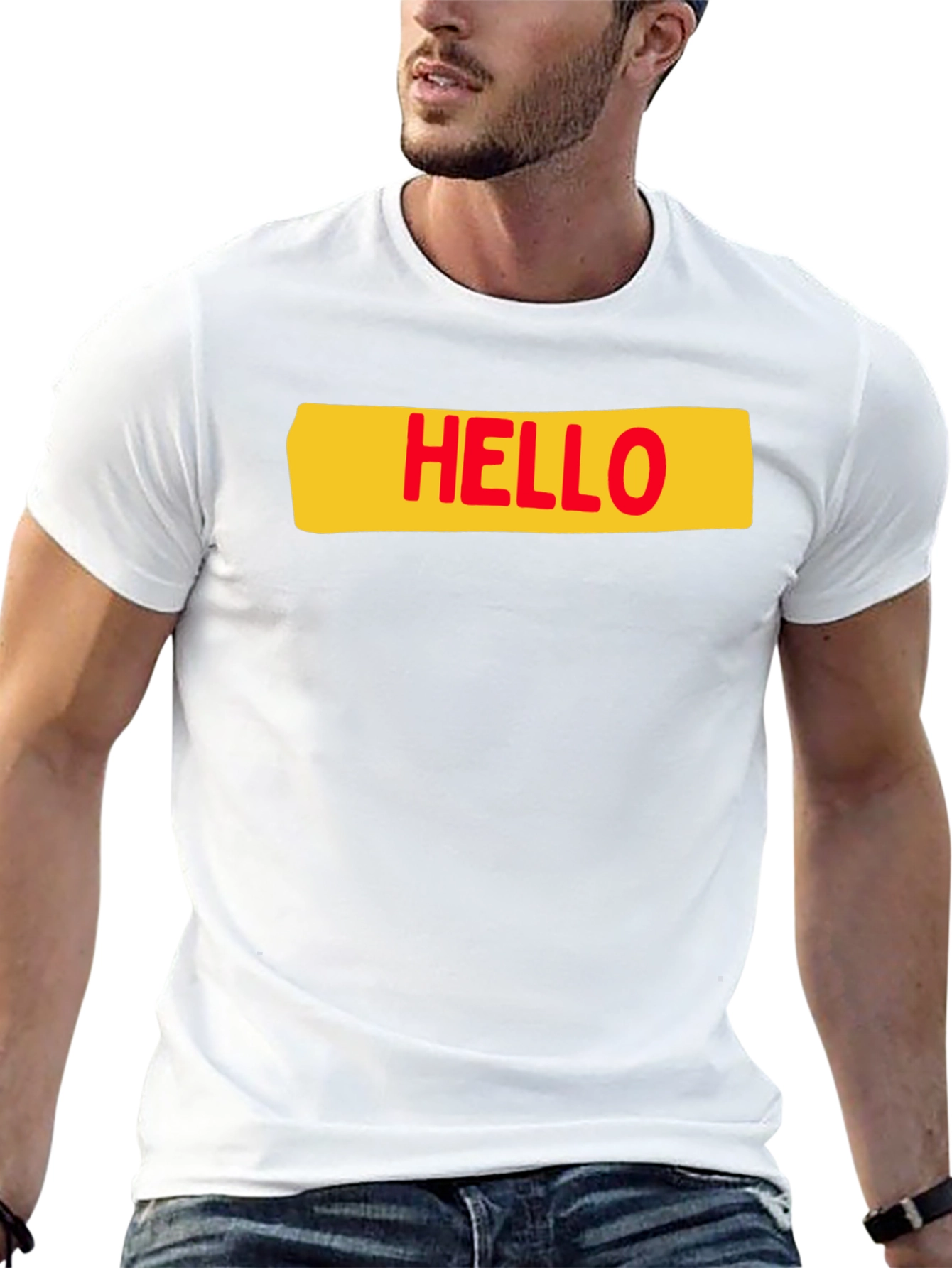 Black Hello T-Shirt - Casual Graphic Tee view 13