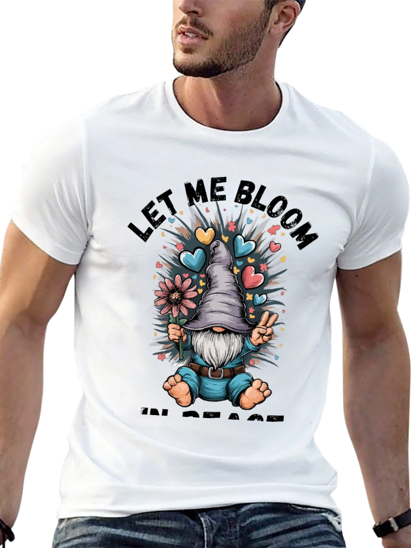 Let Me Bloom In Peace T-Shirt Gnome Graphic Tee - 13