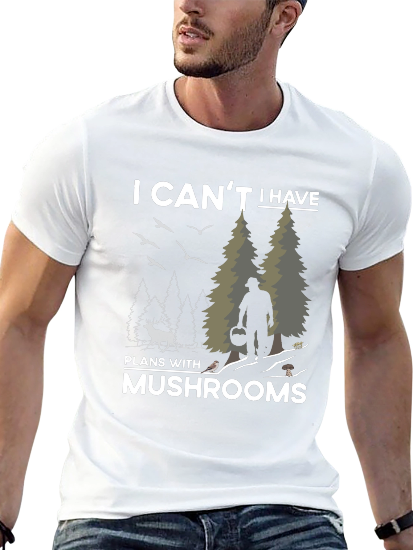 Black Mushroom Lover's T-Shirt - I Can't Have Plans With Mushrooms view 13