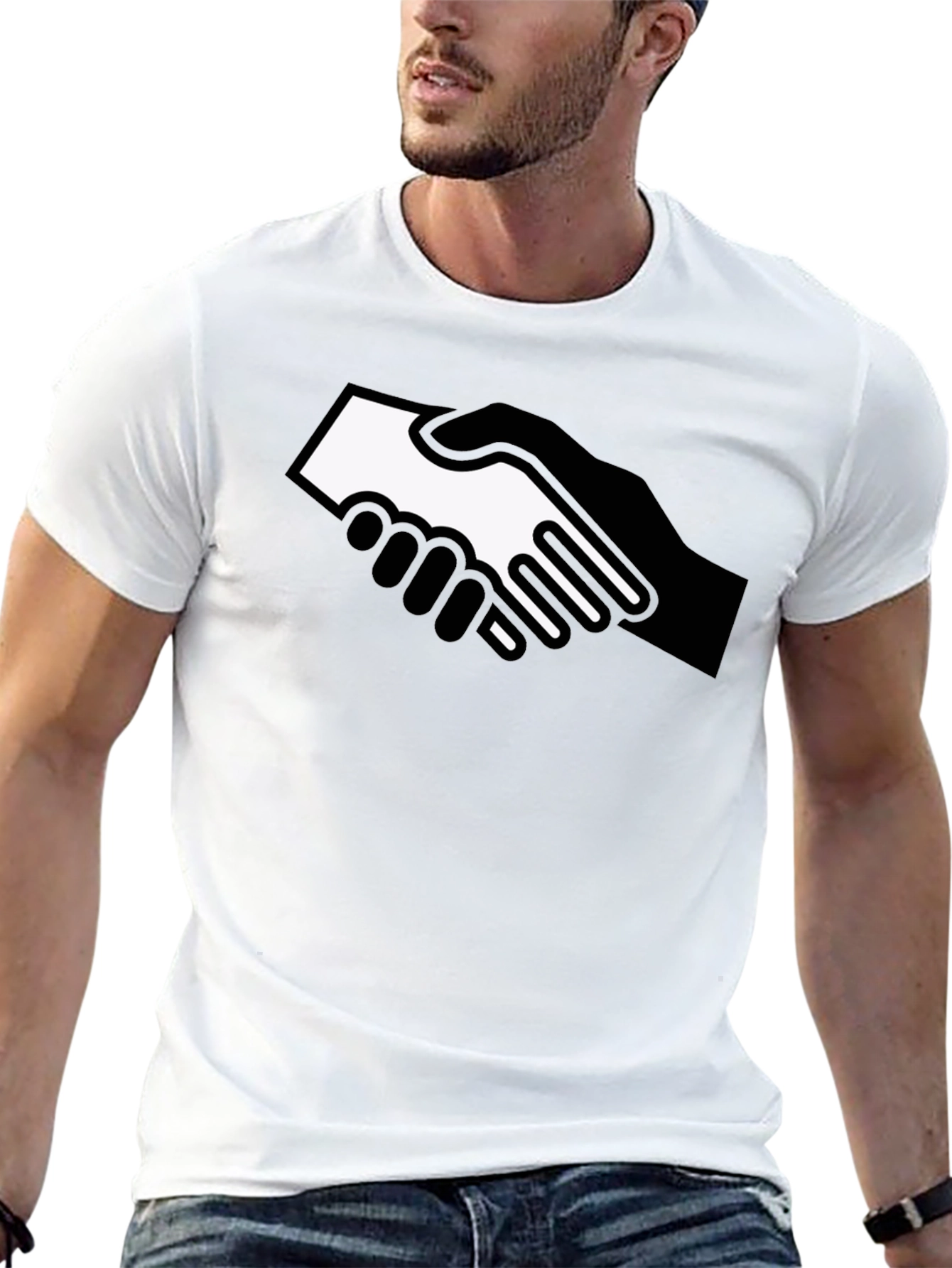 Black Handshake Graphic Black T-Shirt - Bold Statement Tee view 13