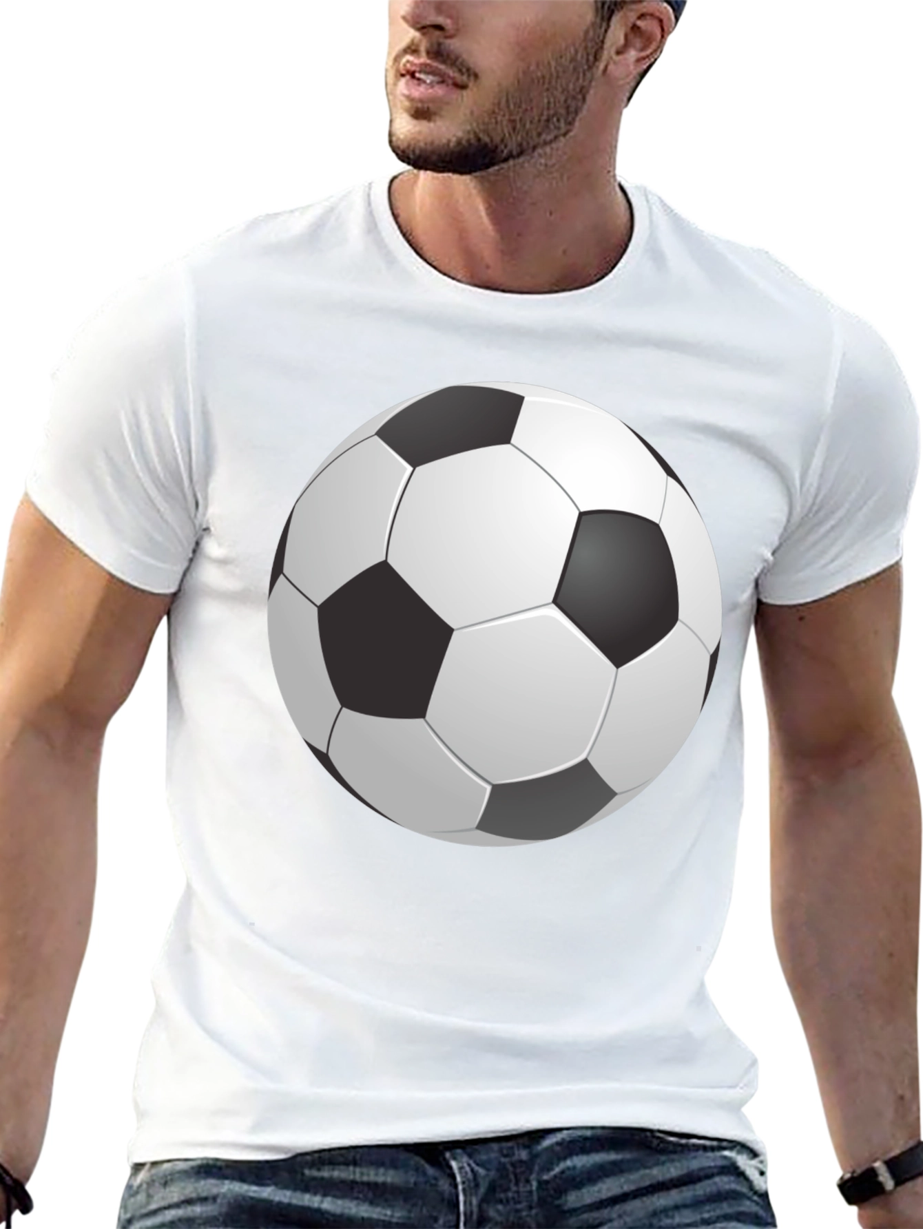 Black Soccer Ball Graphic Print Black T-Shirt view 13