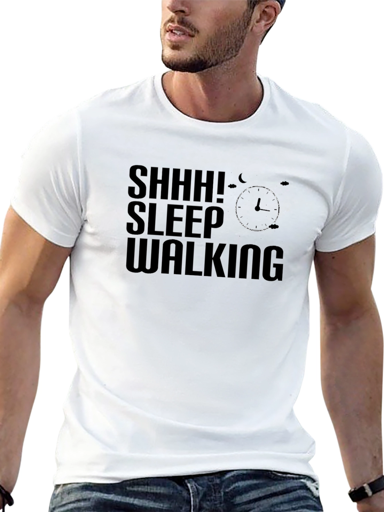 Black Shhh! Sleepwalking Graphic Tee - Soft Cotton Blend view 13