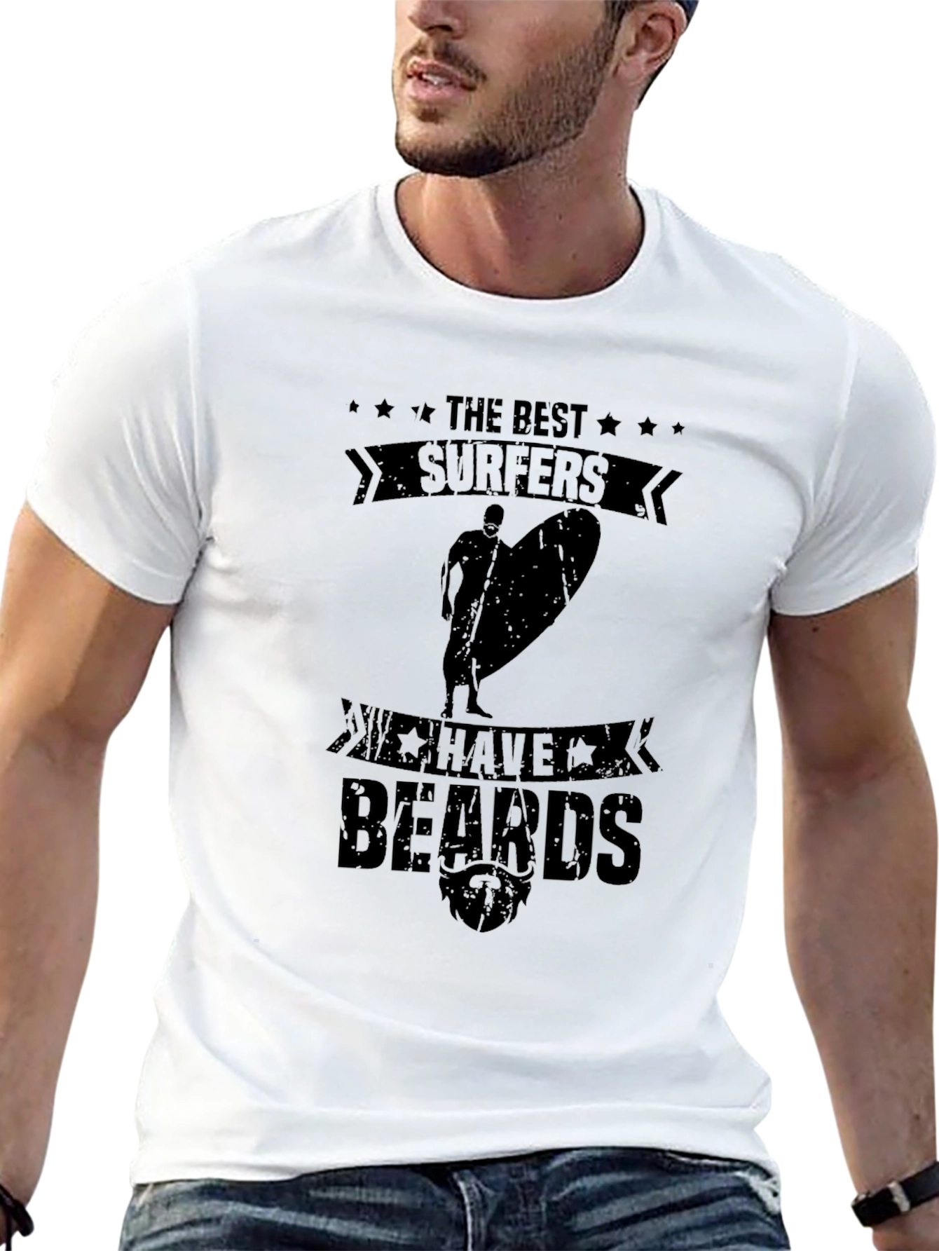 Black The Best Surfers Have Beards Graphic Tee view 13