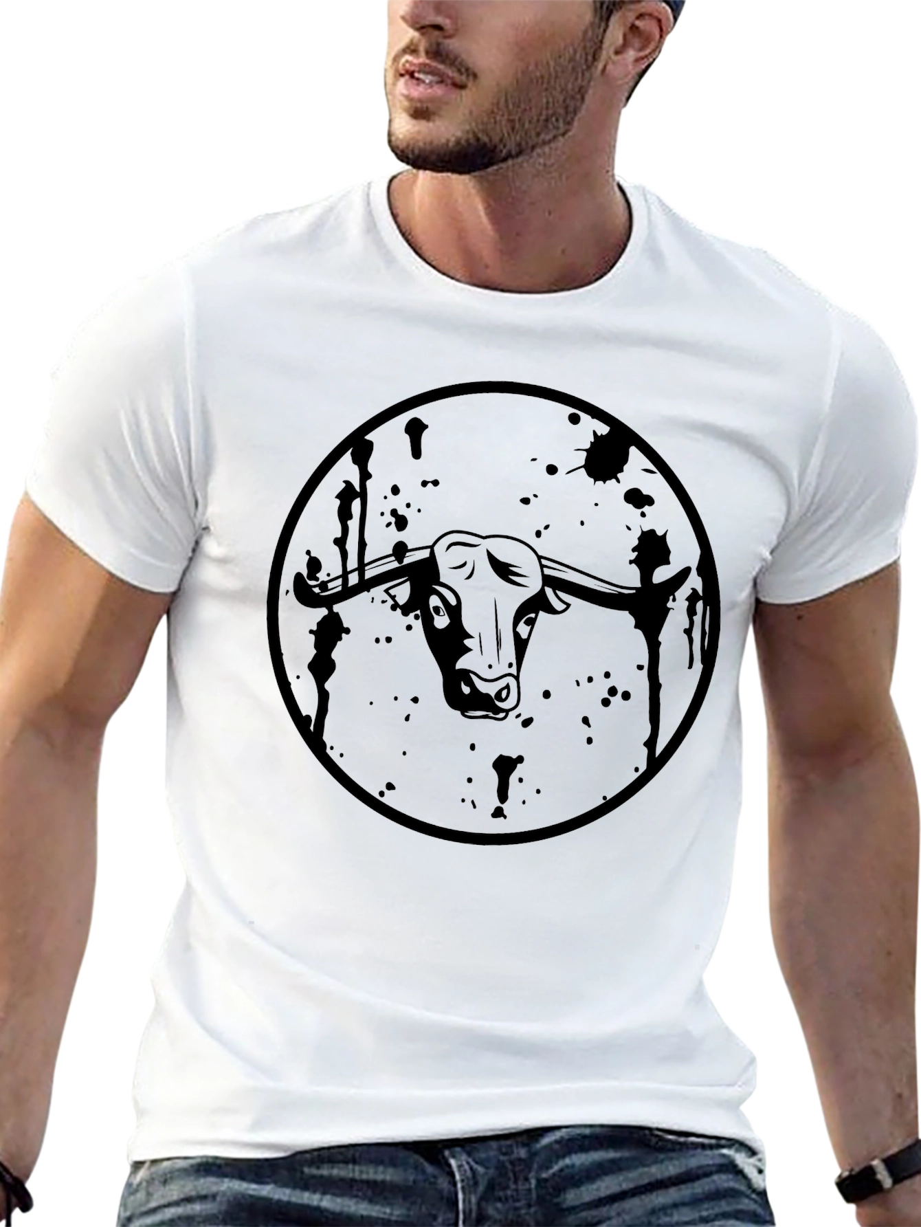 Black Black Bull Graphic Tee - Men's Stylish Crew Neck T-Shirt view 13