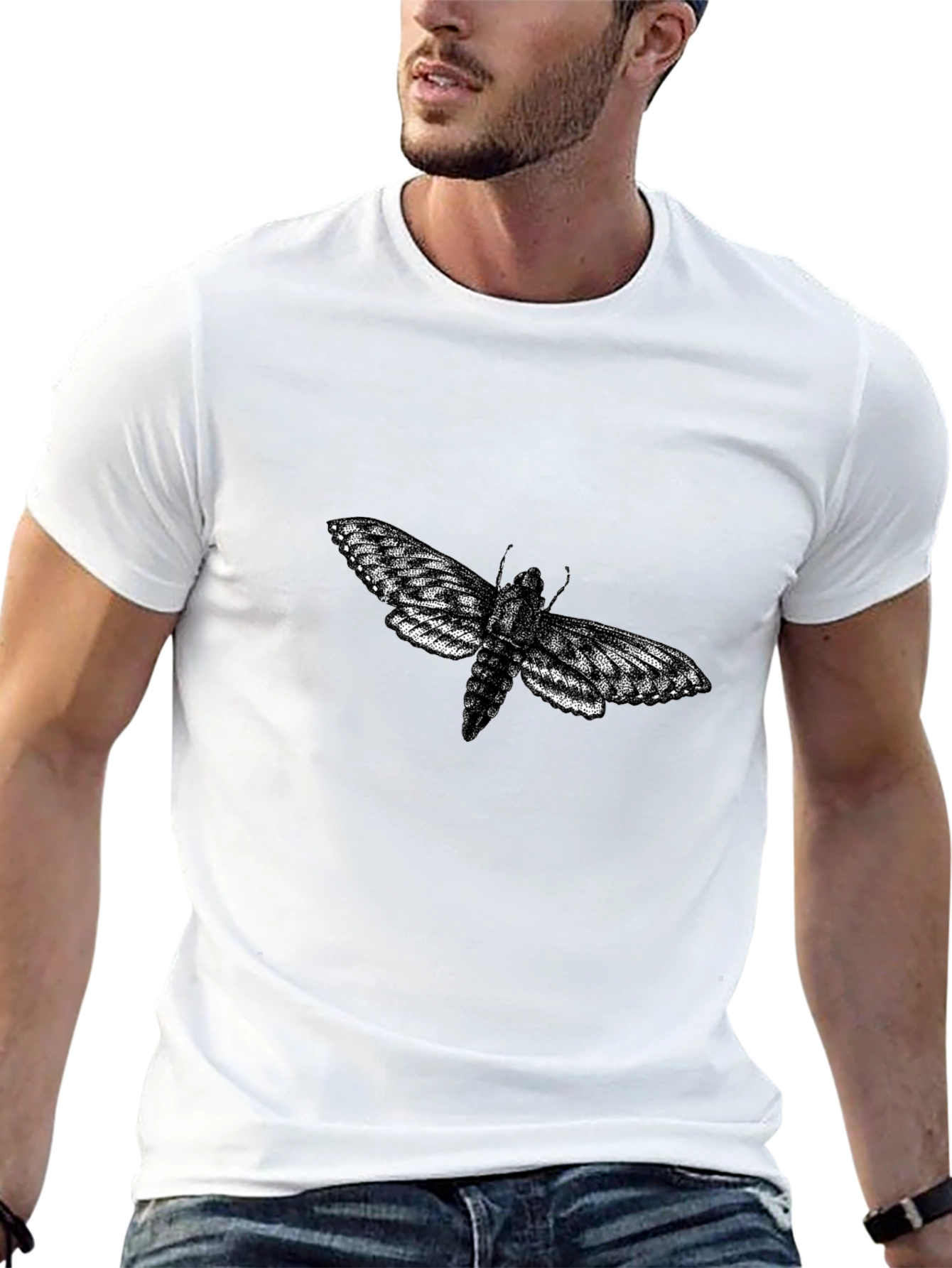 Black Moth Graphic Black T-Shirt - Unique Print view 13