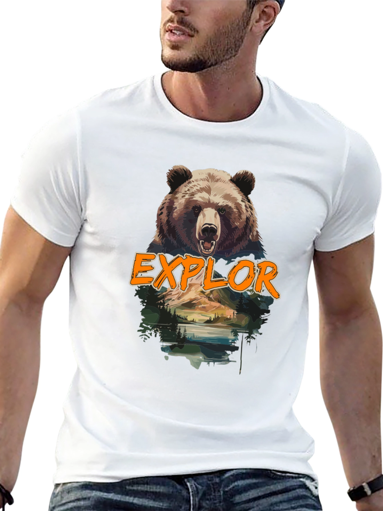 Black Explore Bear Graphic Tee - Nature Adventure Shirt view 13