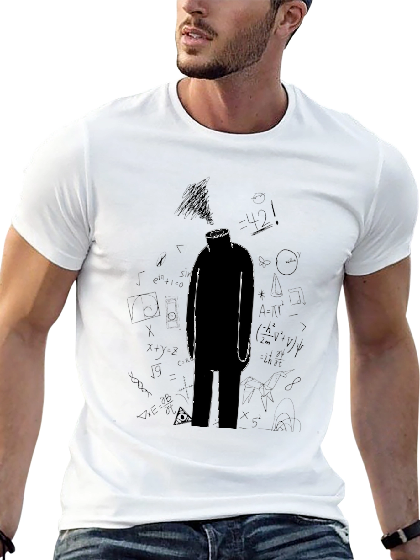 Black Abstract Math T-Shirt - Black Graphic Tee view 13