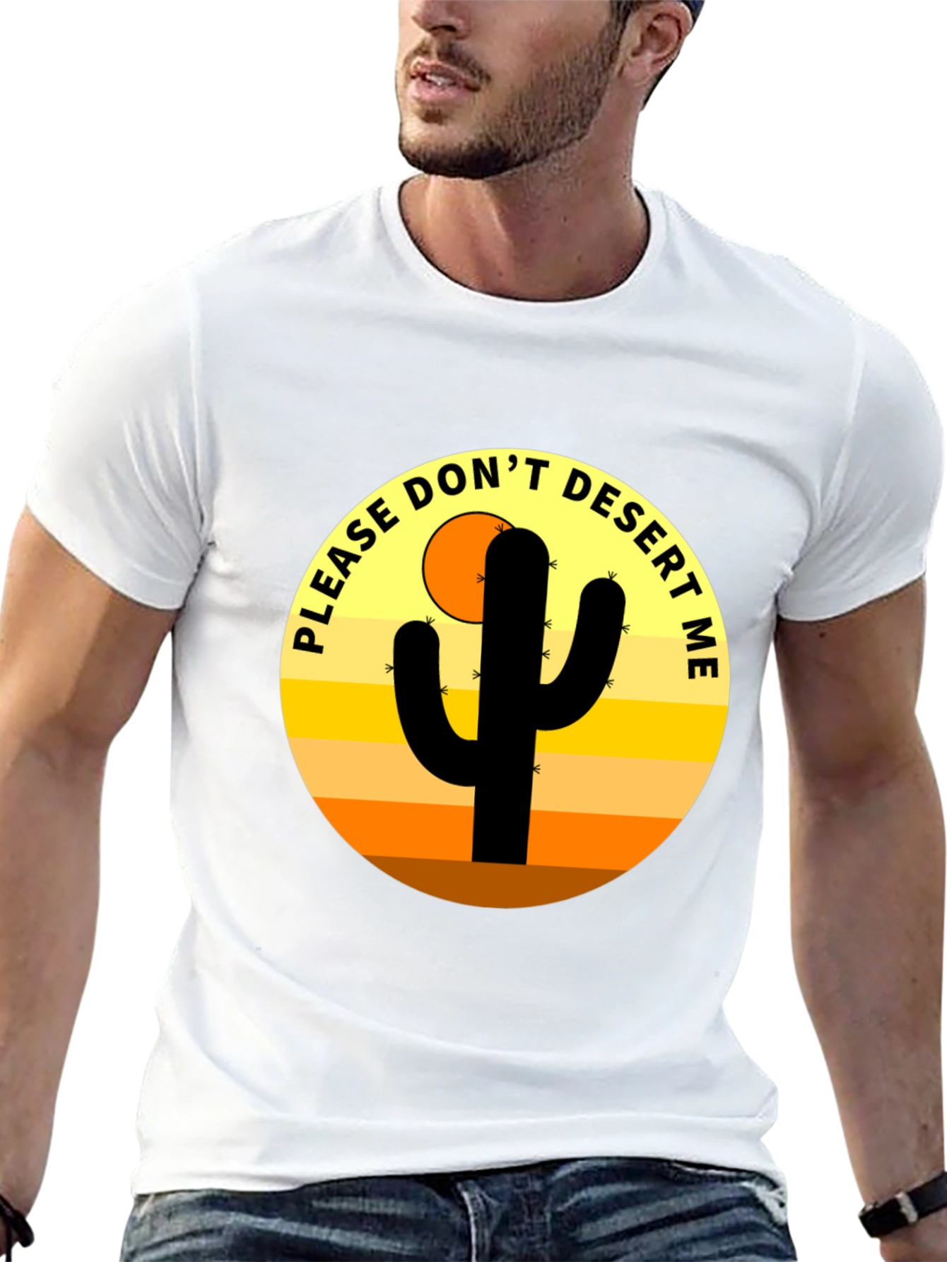 Black Cactus Desert Graphic Novelty Men's T-Shirt view 13