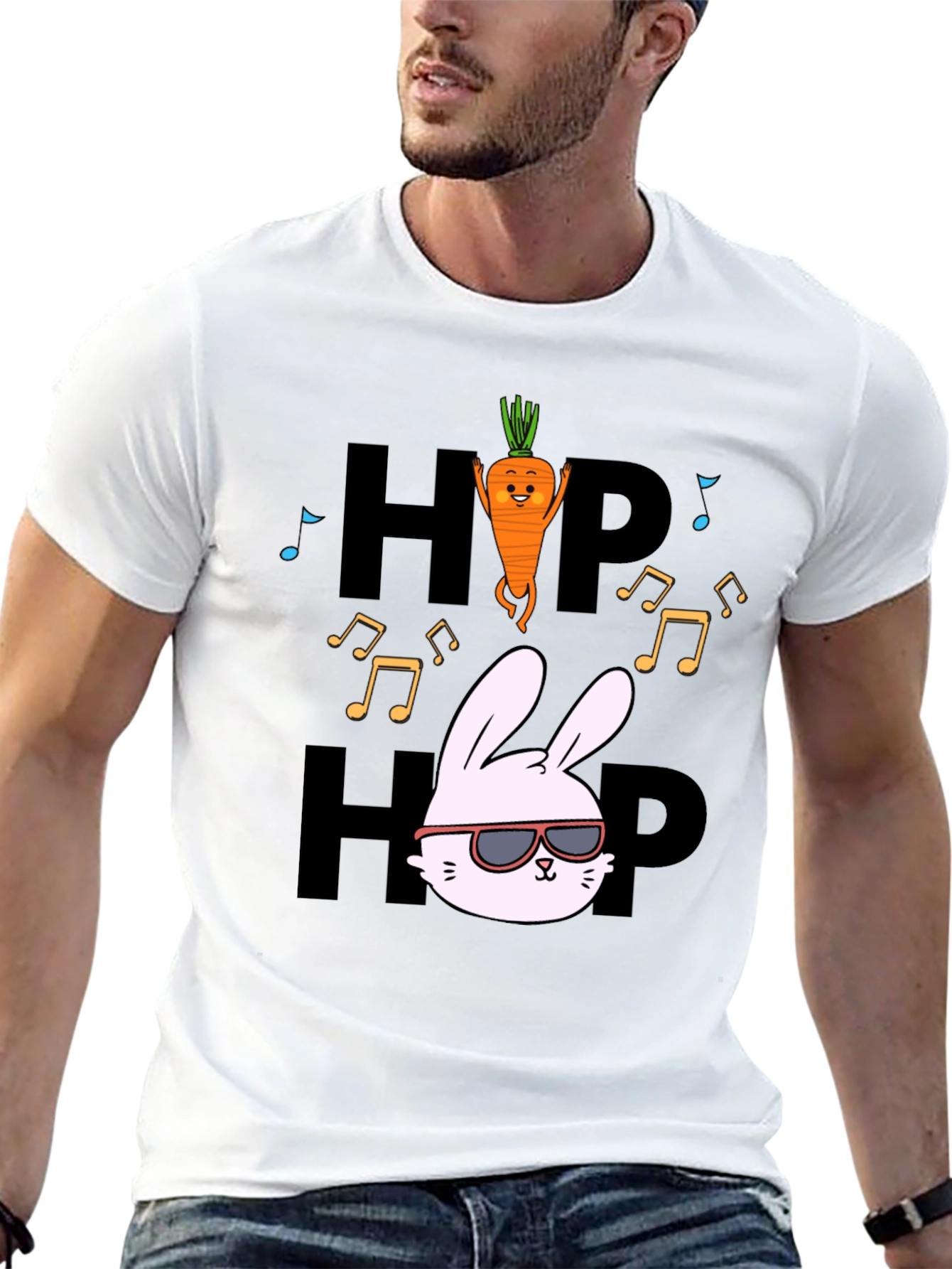 Black Hip Hop Bunny Carrot Music Black T-Shirt view 13