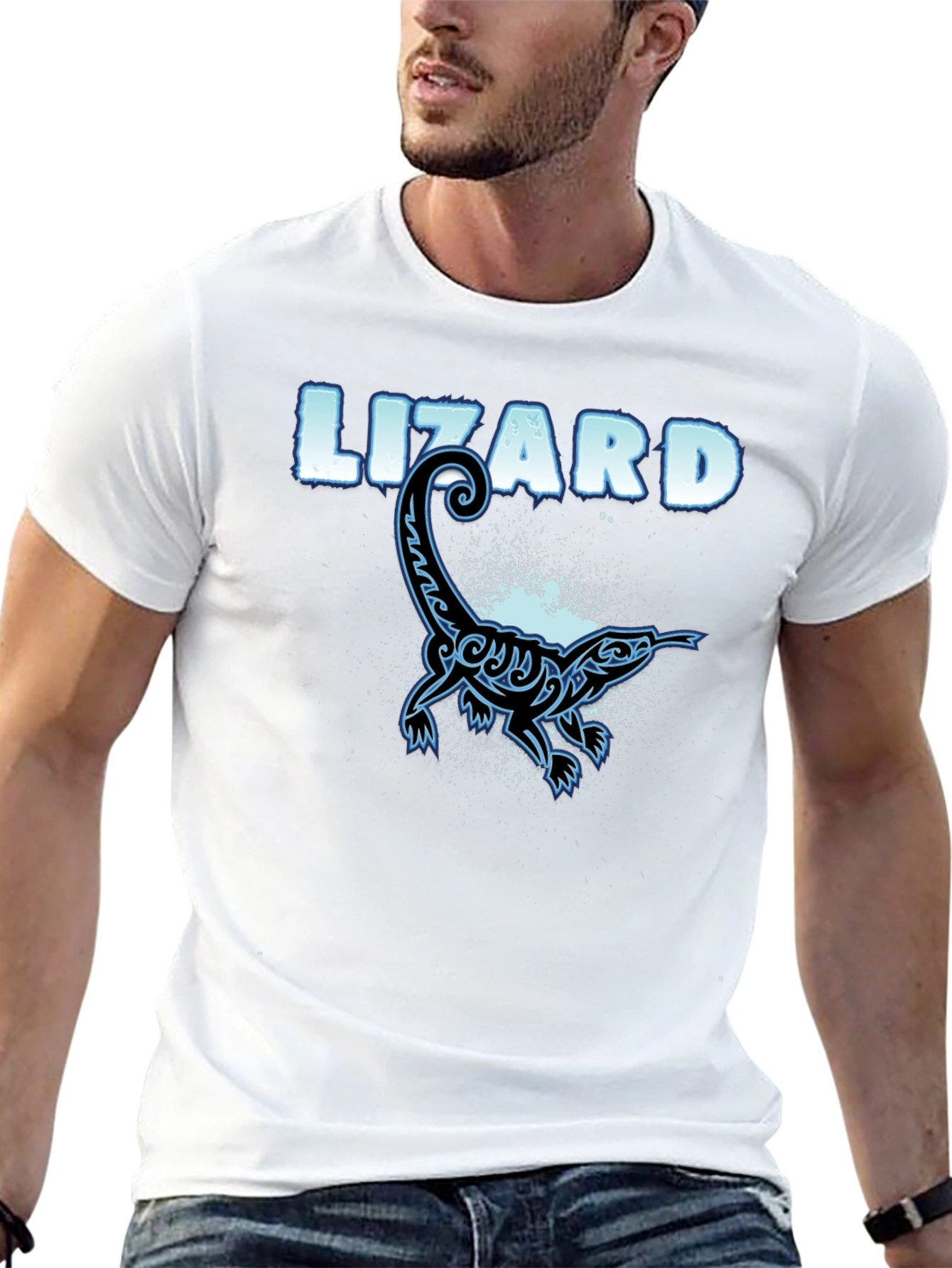 Black Cool Lizard Graphic T-Shirt - Black Cotton Tee view 13