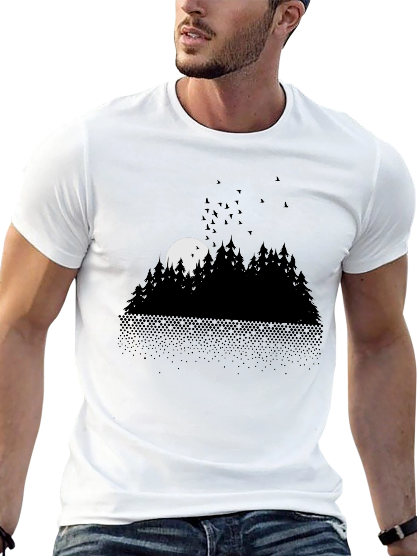 Black Midnight Forest Graphic Tee - Black view 13