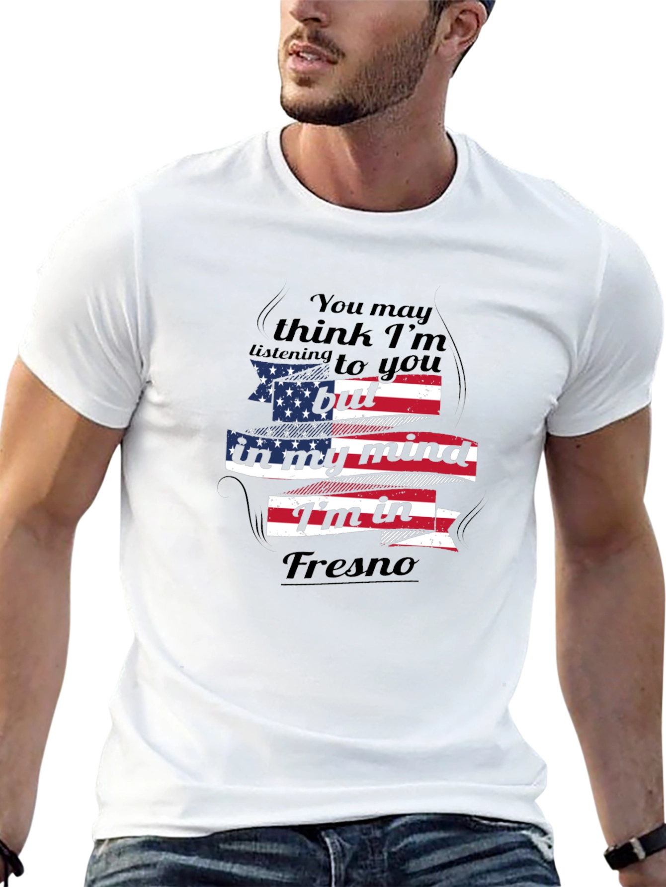 Black Fresno Mind T-Shirt: Patriotic Graphic Tee for Casual Wear view 13