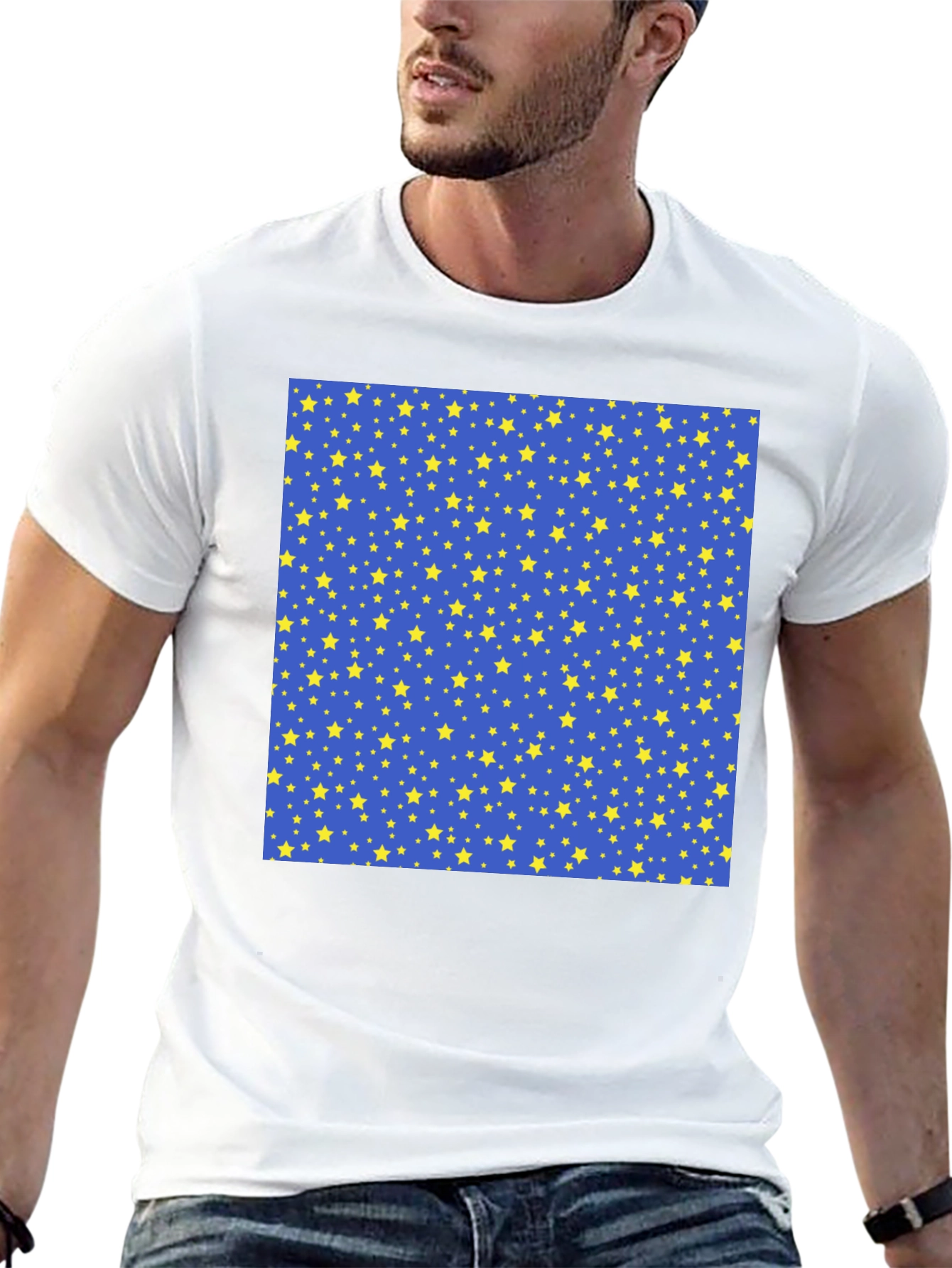 Black Starry Night Patterned T-Shirt view 13