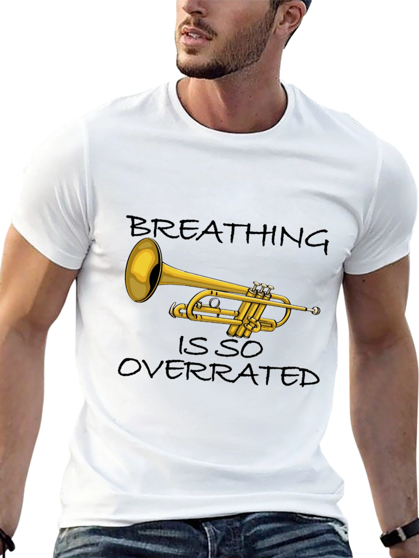 Black Breathing is so Overrated Trumpet T-Shirt view 13