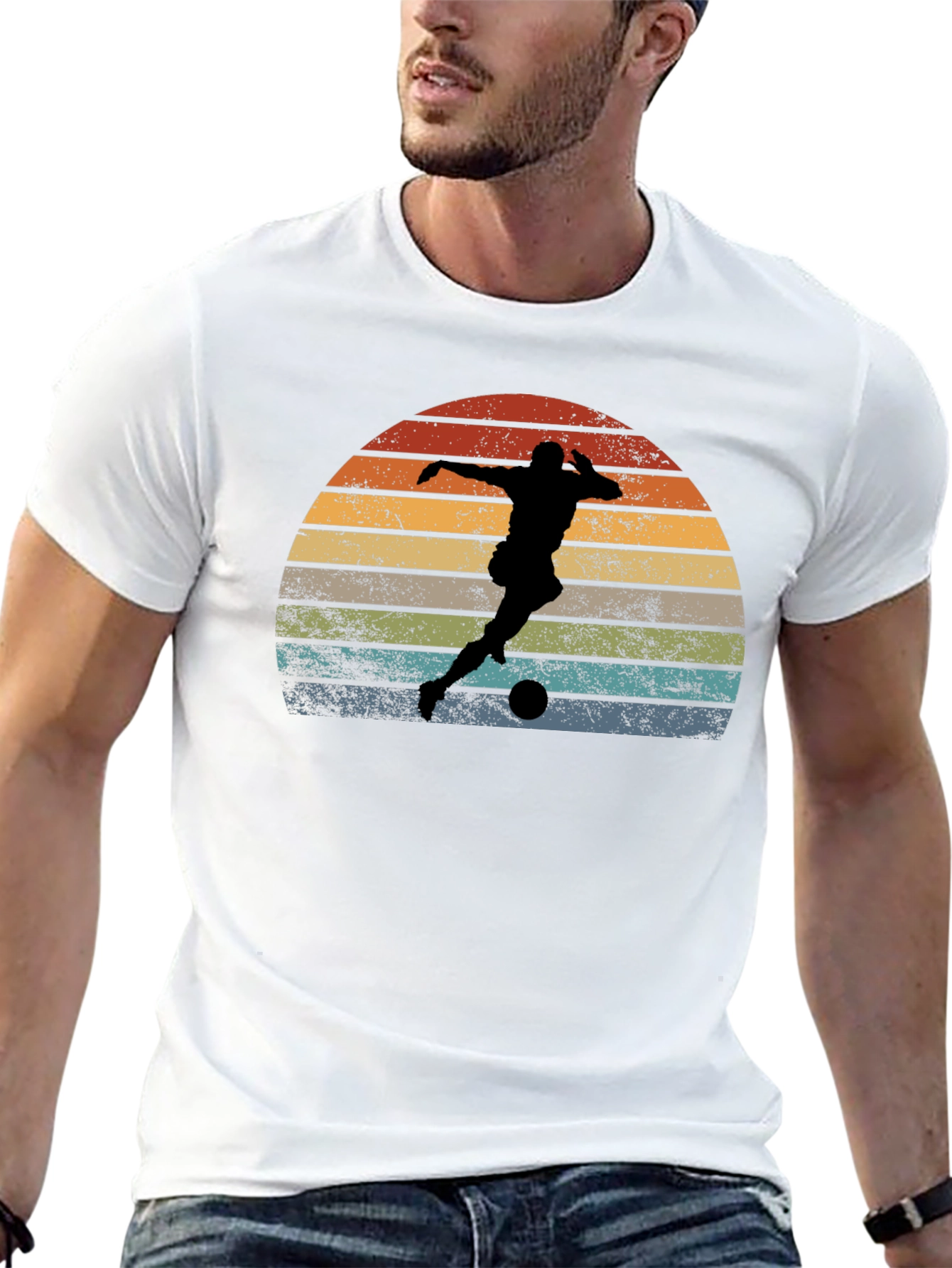 Black Retro Soccer Player Graphic Tee view 13