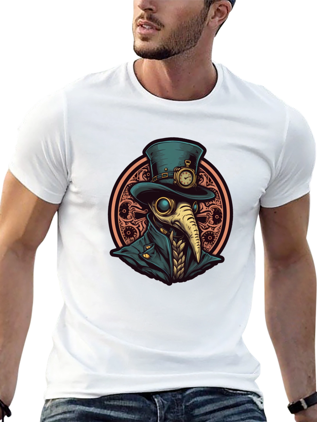 Black Steampunk Plague Doctor Graphic Tee - Black view 13