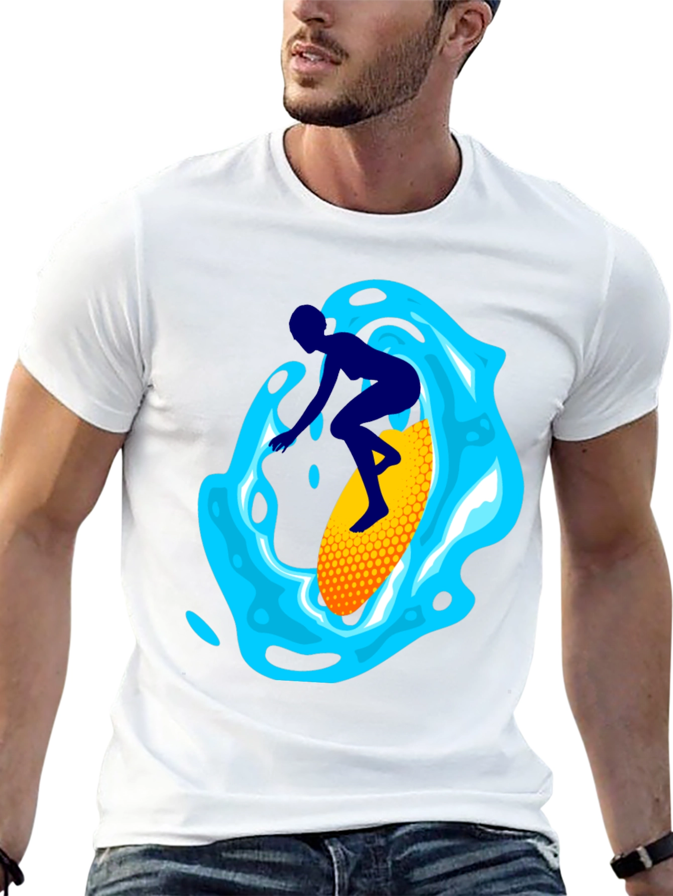 Black Surfer Graphic Tee - Black Cotton Blend view 13