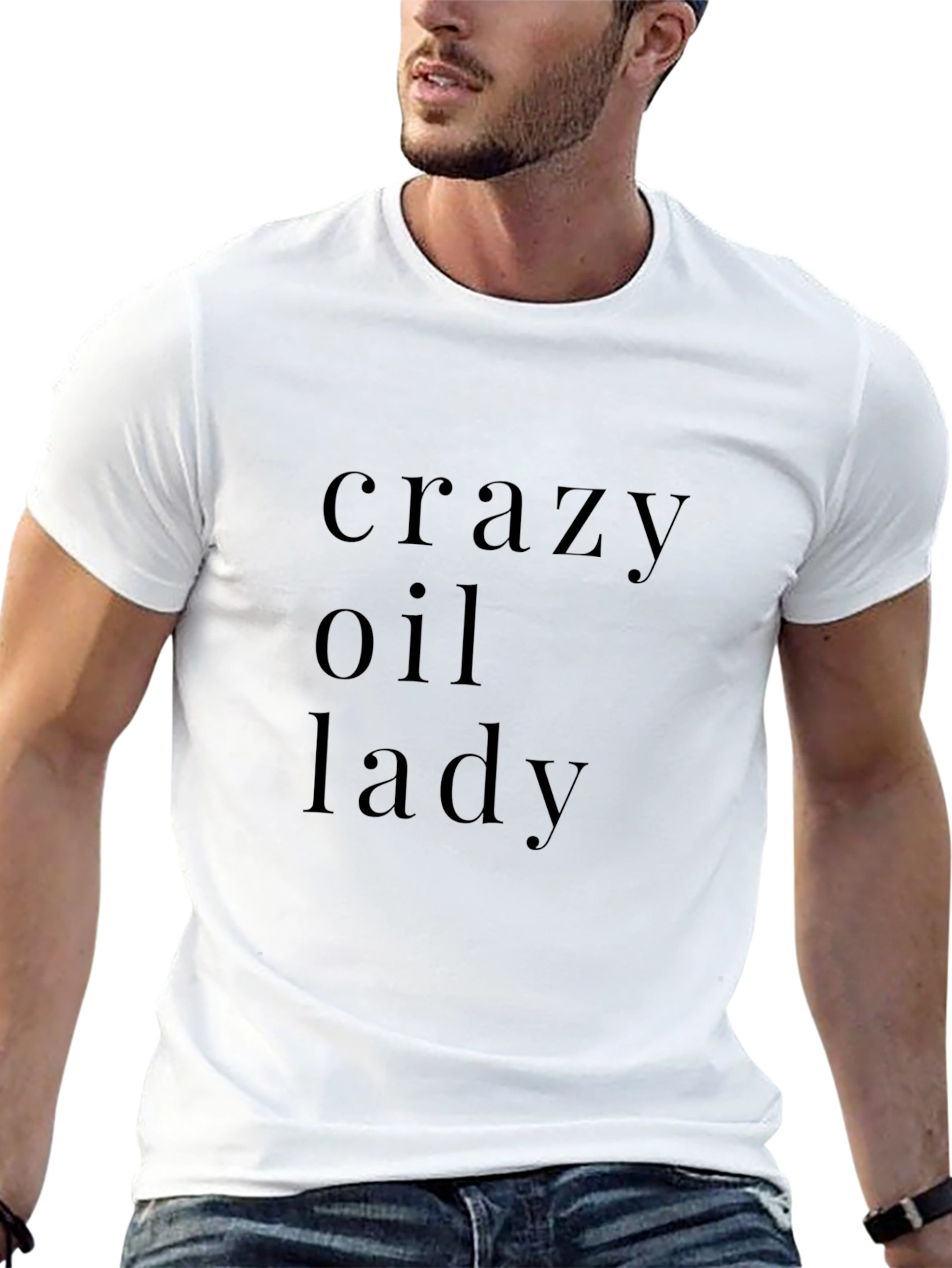 Black Crazy Oil Lady Graphic Tee - Black Crew Neck T-Shirt view 13