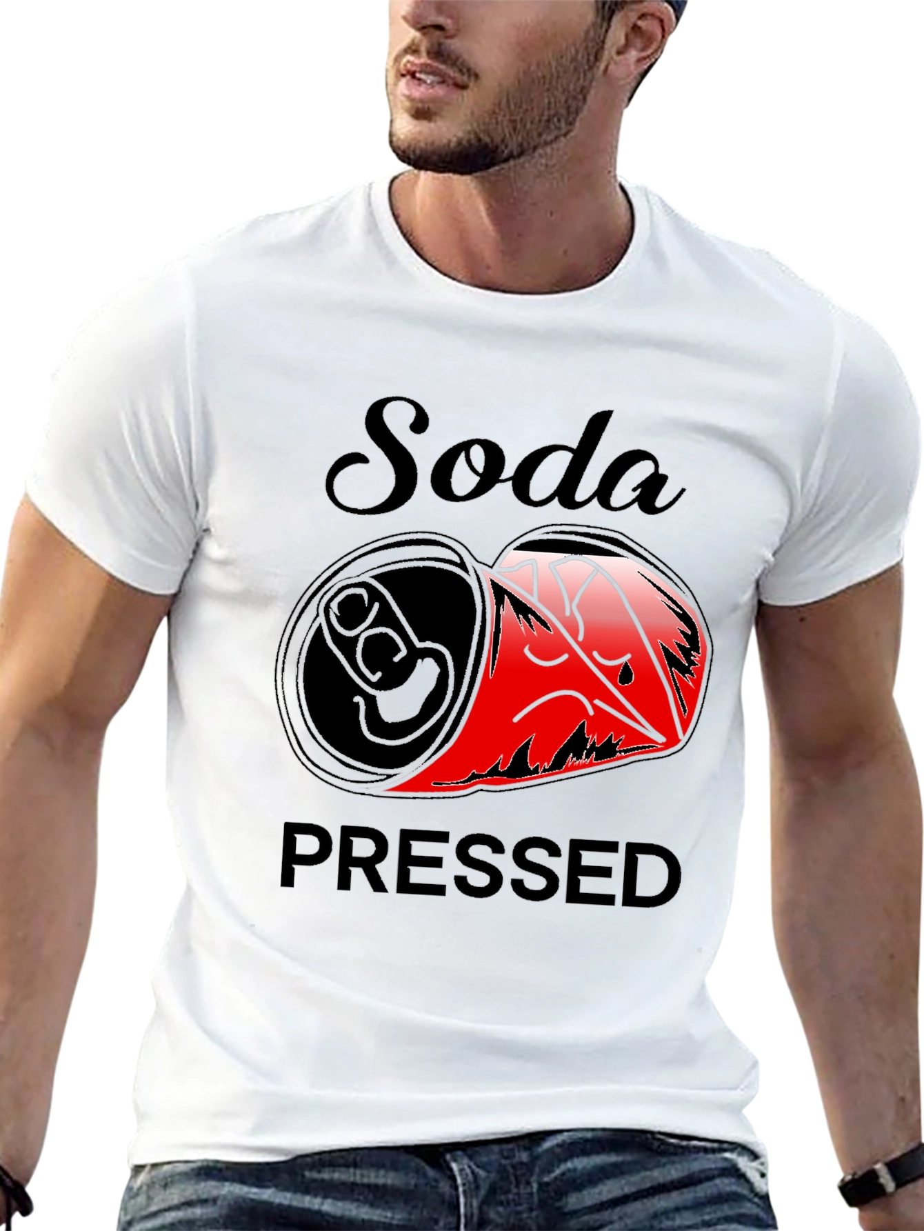 Black Soda Pressed Graphic Tee - Funny Pun T-Shirt view 13