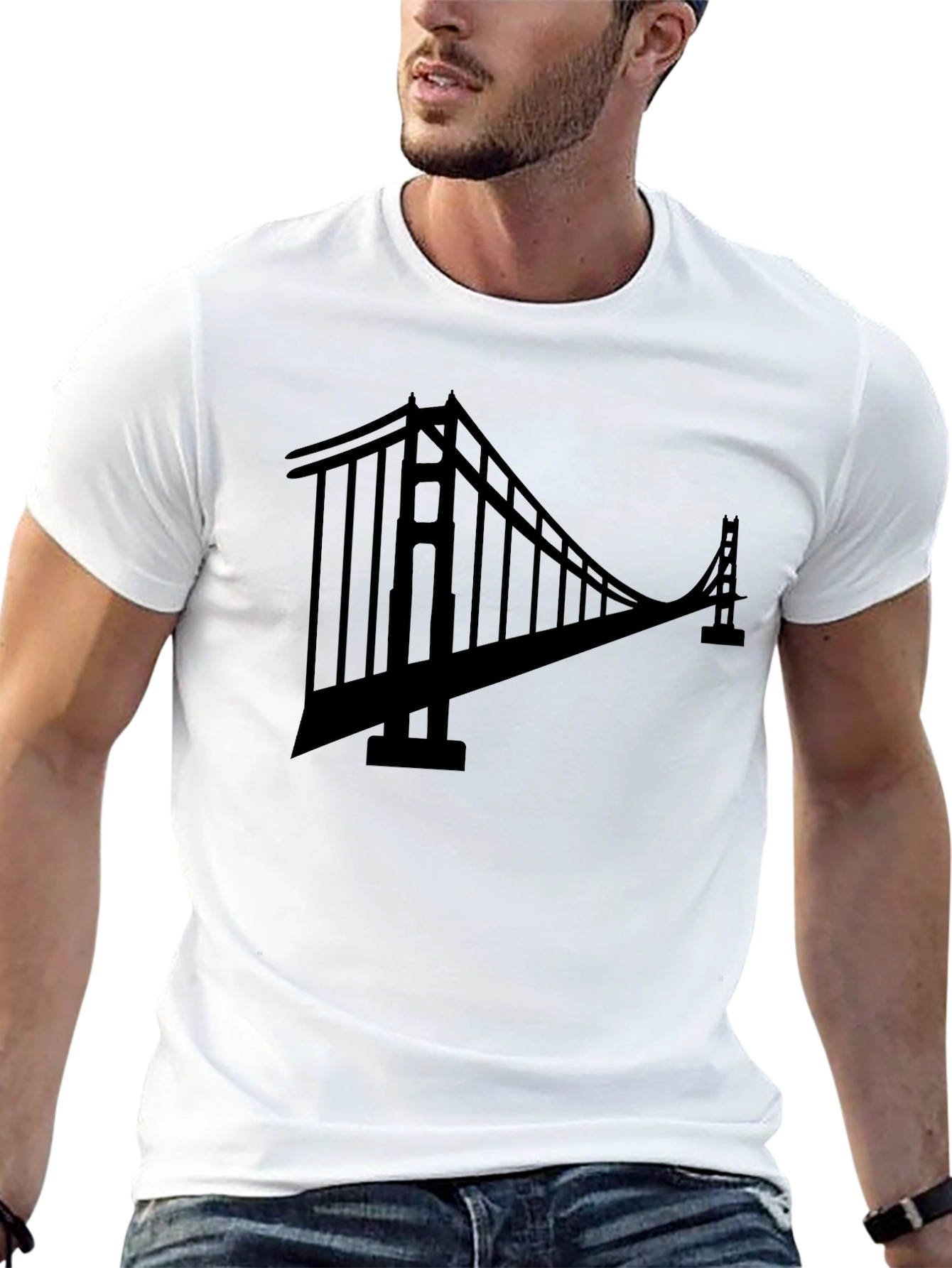Black Golden Gate Bridge Black Graphic Tee view 13