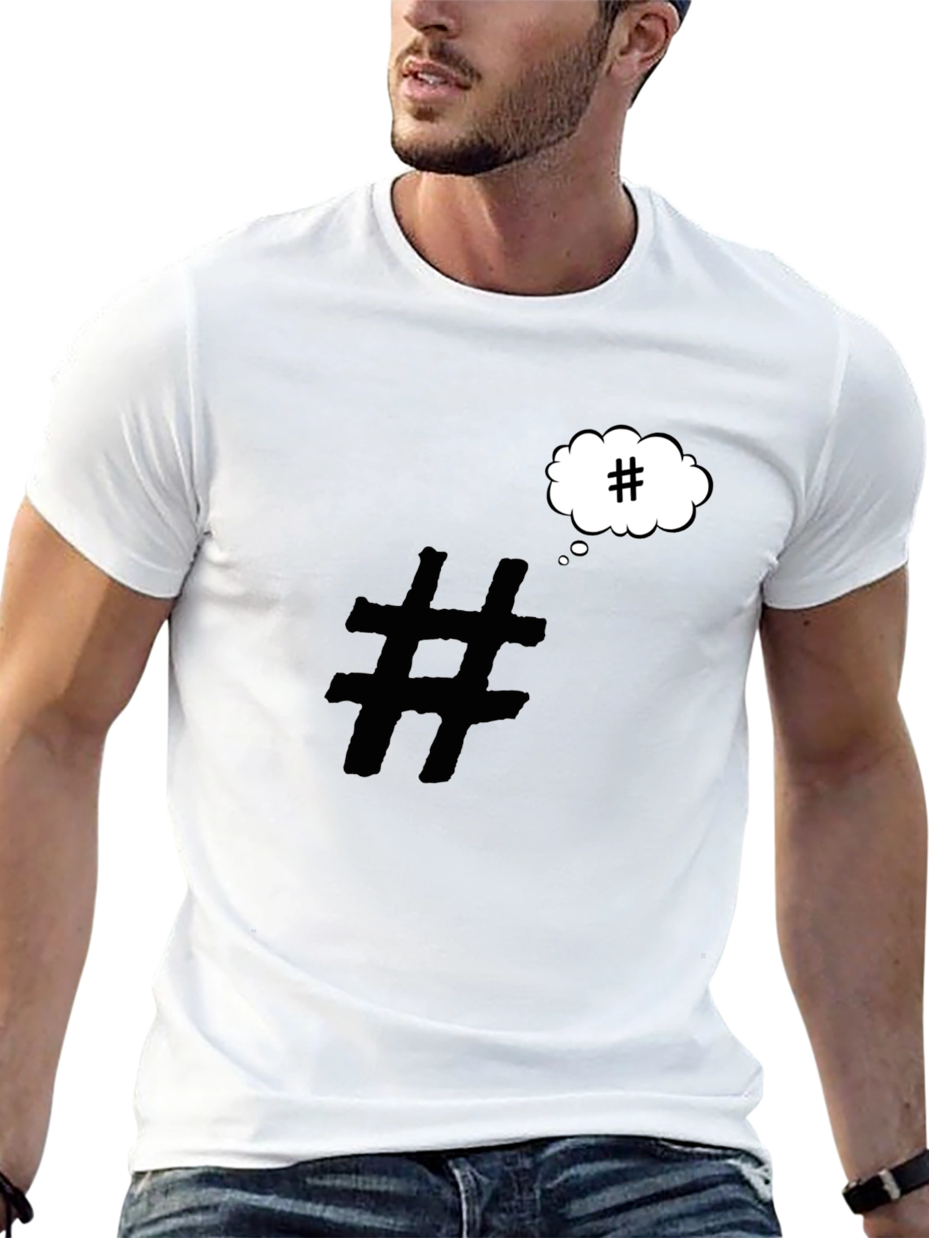 Black Hashtag Mind T-Shirt - Black Cotton Graphic Tee view 13