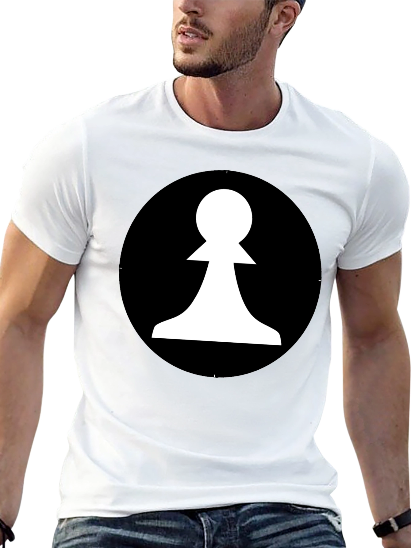 Black Chess Pawn Graphic Tee - Black Cotton T-Shirt view 13