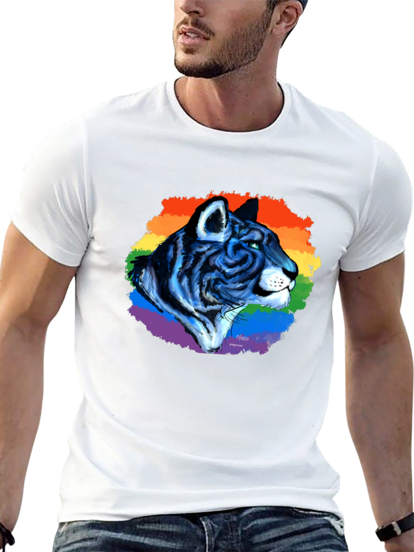 Black Rainbow Tiger Graphic Tee - Pride T-Shirt view 13