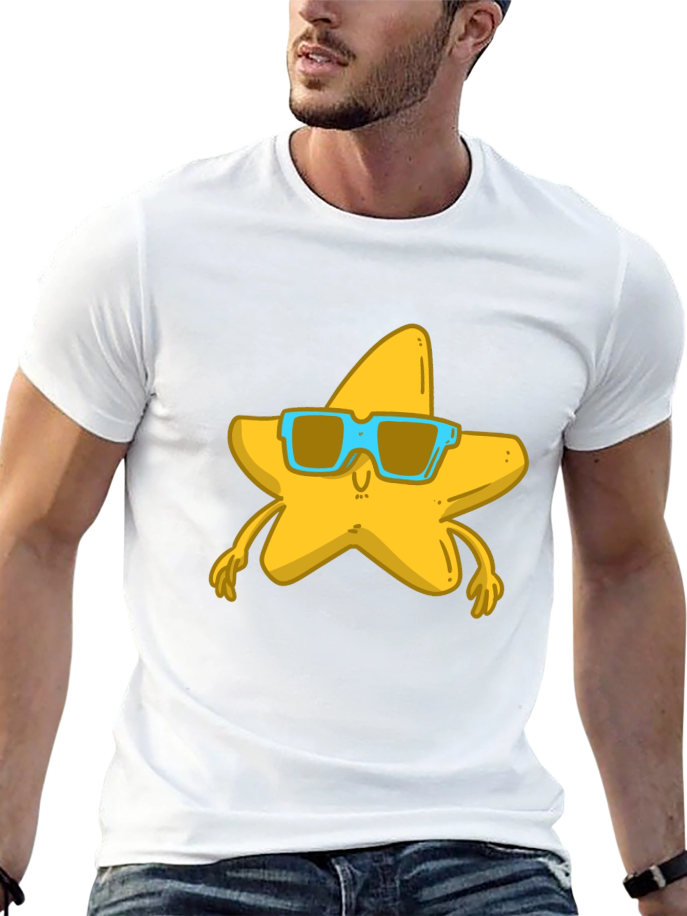 Black Star with Shades Black Graphic T-Shirt view 13